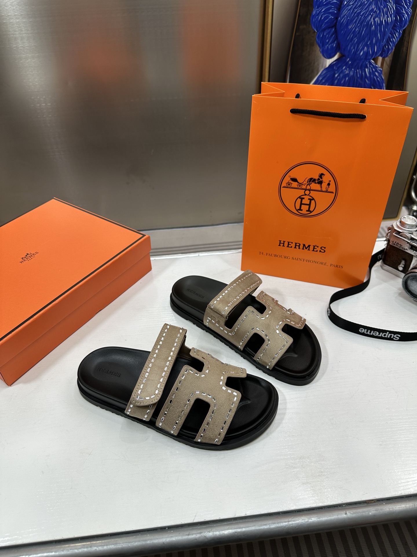 Hermes Shoes Sandals Slippers Unisex Frosted Sheepskin TPU Spring/Summer Collection