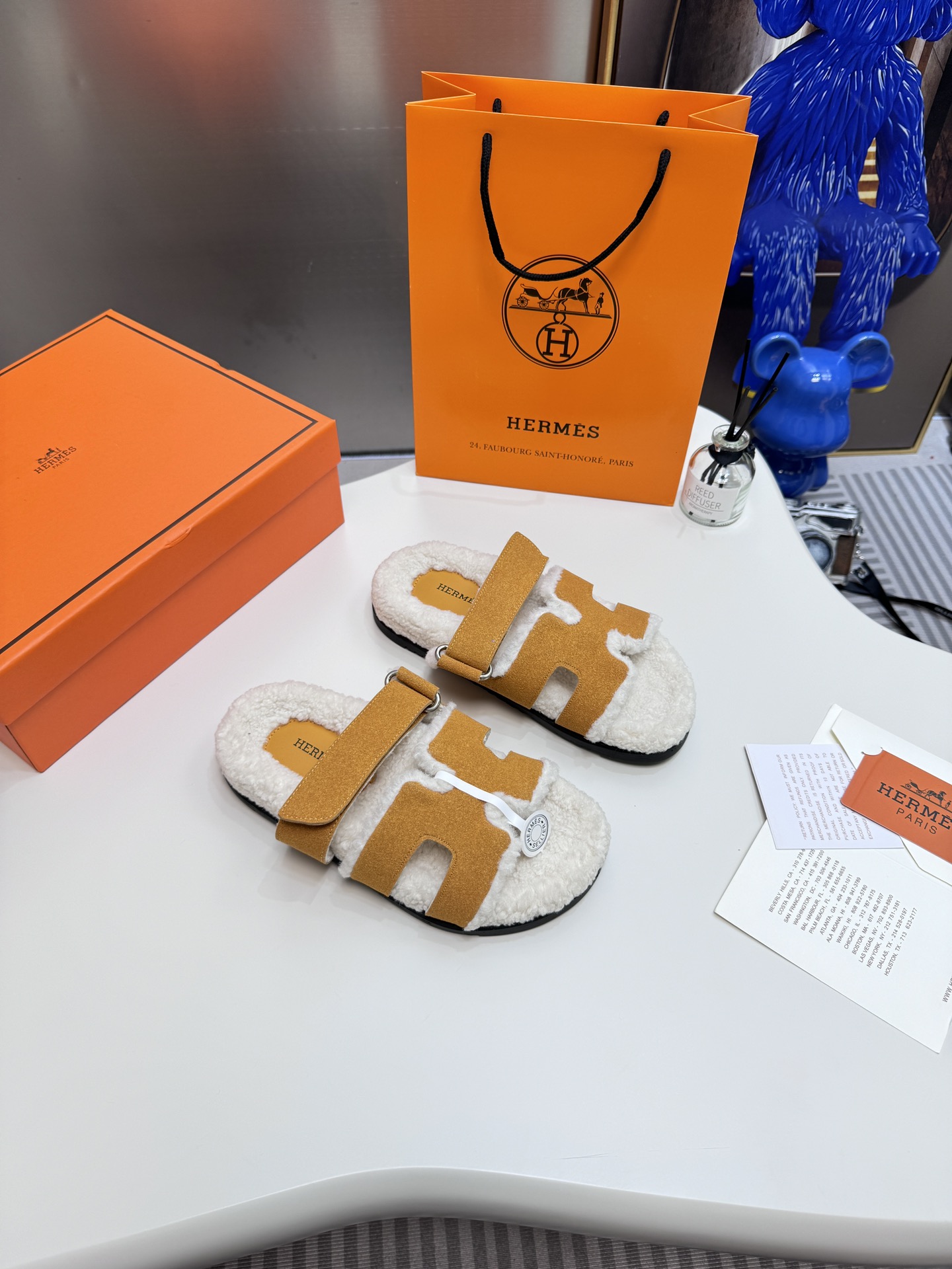 Hermes New
 Shoes Slippers Lambswool PU TPU Casual