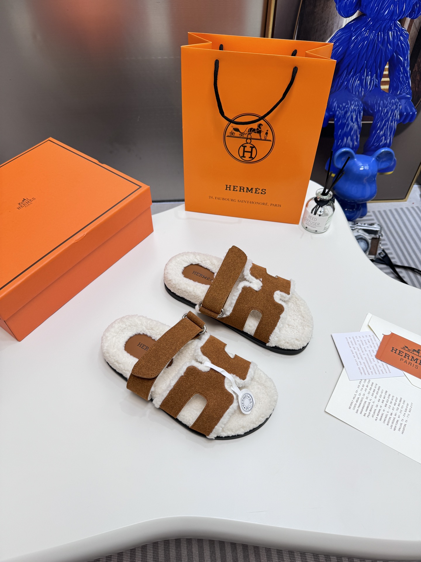 Buy Best High-Quality
 Hermes Shoes Slippers Lambswool PU TPU Casual