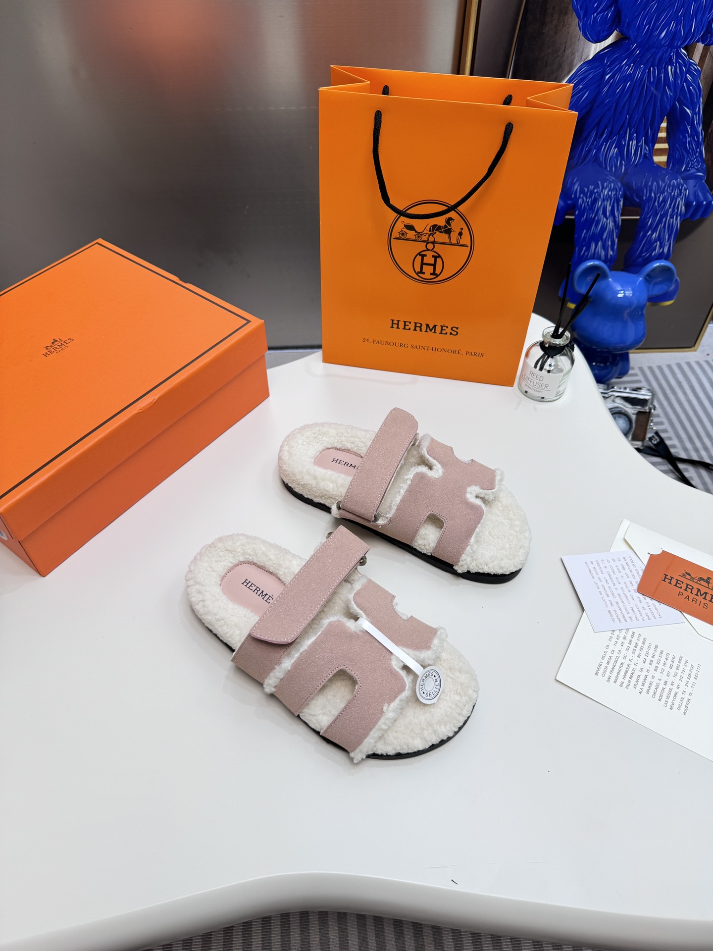 Hermes Shoes Slippers Lambswool PU TPU Casual