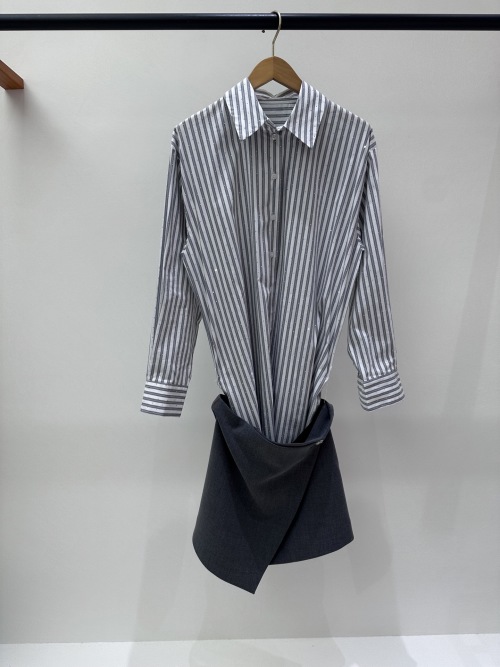 Striped Cotton Shirt Dress with Detachable Waist Wrap - Chic & Versatile 1 Striped Cotton Shirt Dress with Detachable Waist Wrap - Chic & Versatile