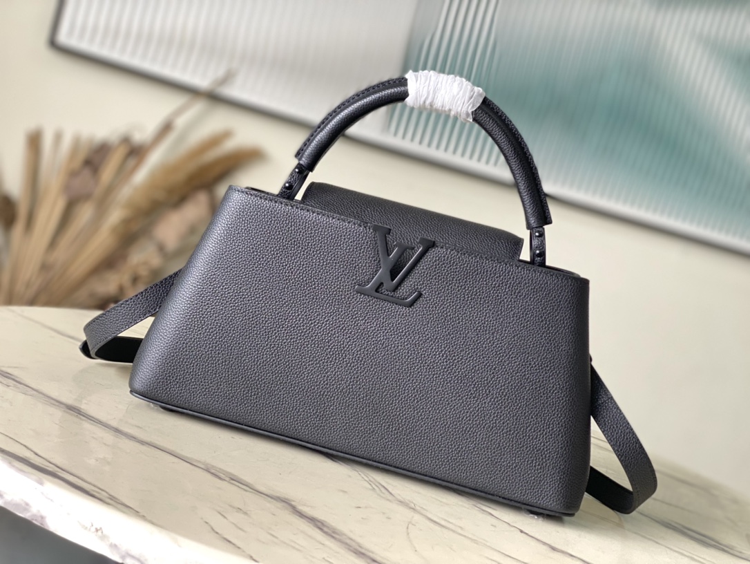 Louis Vuitton LV Capucines Bags Handbags Best knockoff
 Black Weave Cowhide Chains M23947