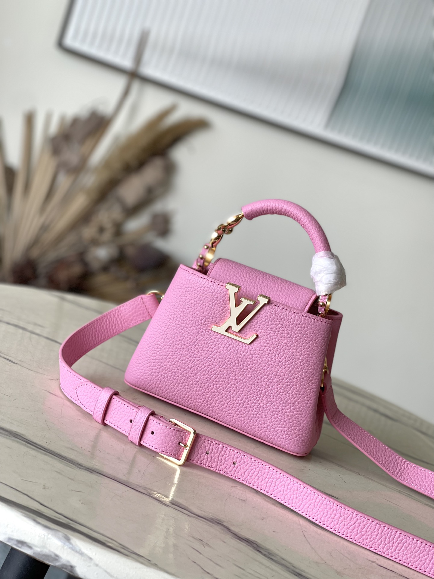 Louis Vuitton LV Capucines Taschen Handtaschen Exklusiv billig
 Rosa Taurillon Mini M24989