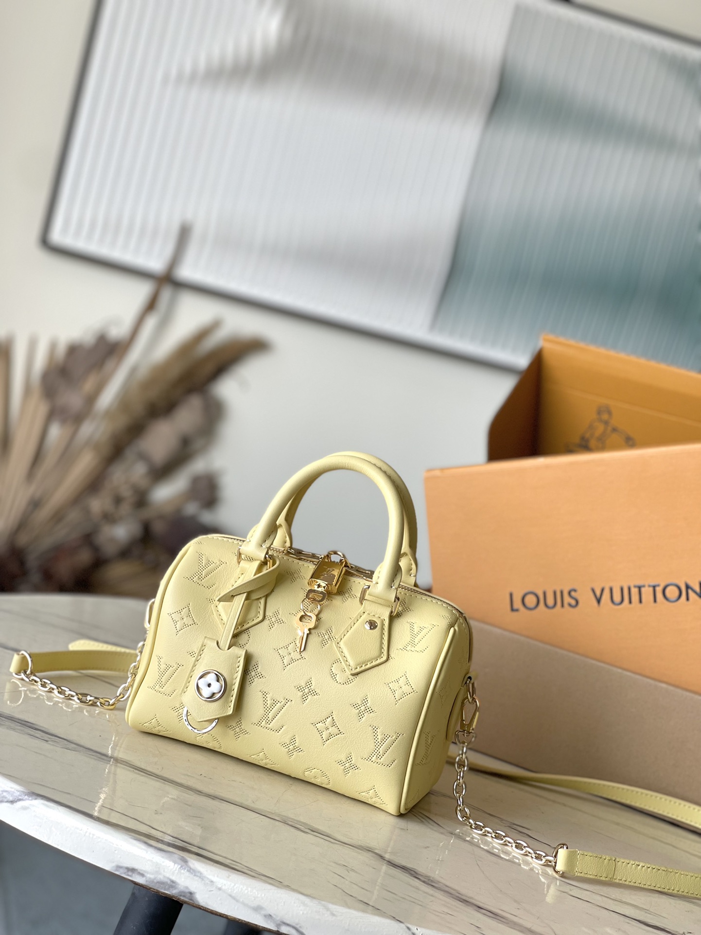 Louis Vuitton LV Speedy Taschen Handtaschen Gelb Rindsleder M11276