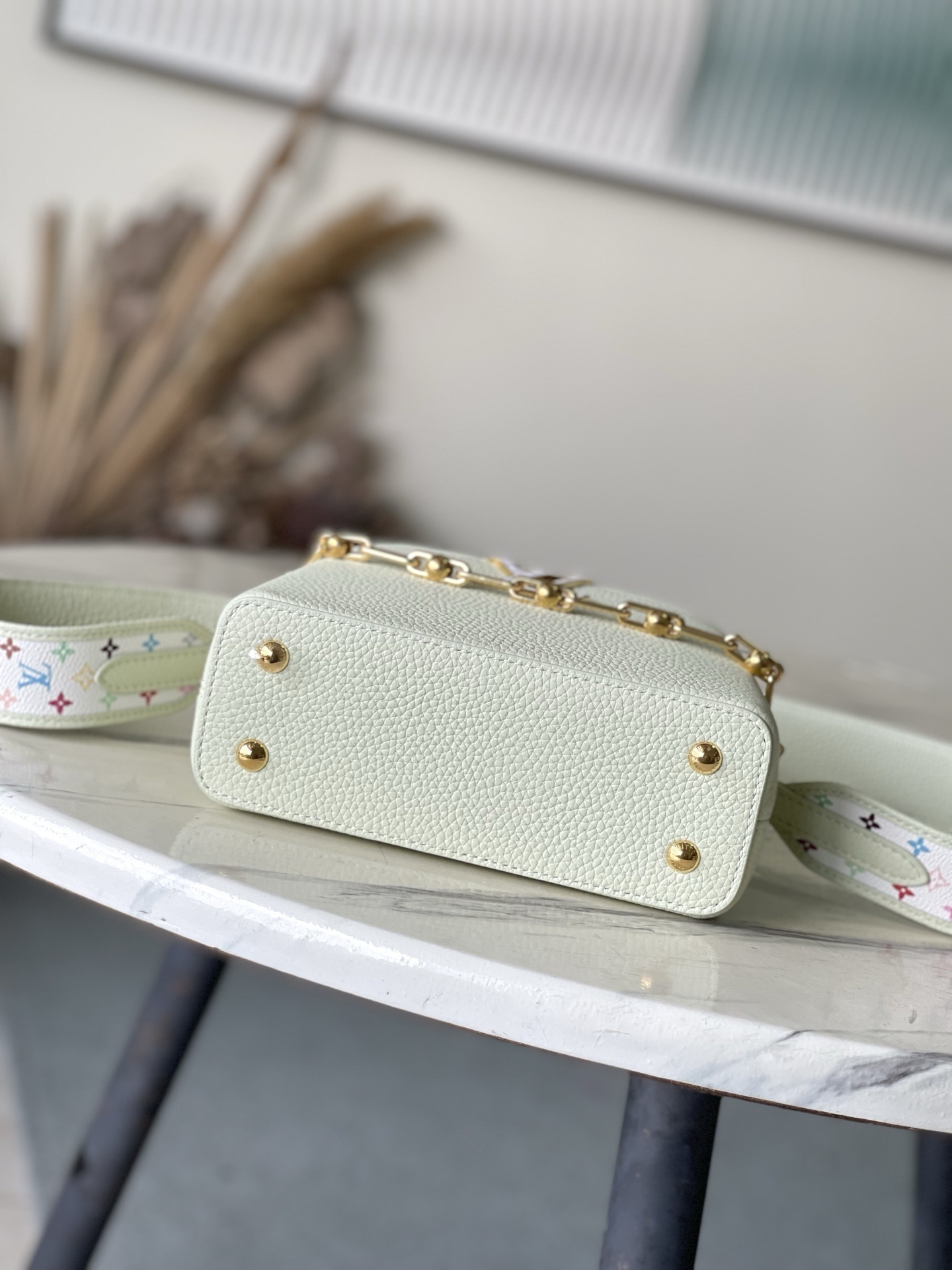 特级原厂皮 M13253 浅绿色mini 三彩限定款 本款Capucines手袋出自路易威登x村上隆再版