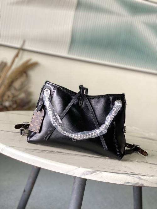 Louis Vuitton CarryAll BB Handbag Black Leather Monogram Charm - Chic & Modern 1 Louis Vuitton CarryAll BB Handbag Black Leather Monogram Charm - Chic & Modern