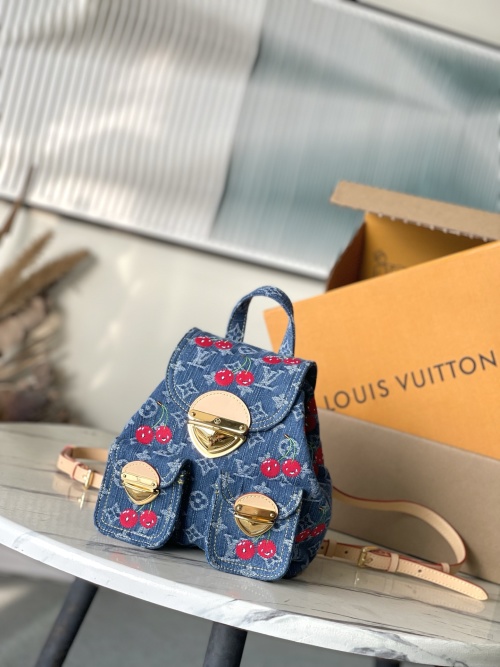 Louis Vuitton Venice Backpack Monogram Denim Cherry Embroidery, 24 x 26 x 7 cm 1 Louis Vuitton Venice Backpack Monogram Denim Cherry Embroidery, 24 x 26 x 7 cm