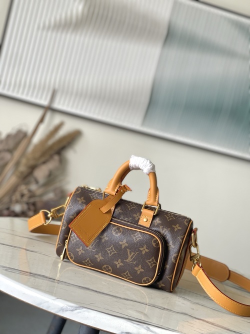 Louis Vuitton Keepall 25 Cargo Bag Monogram Archive Brown Leather M14981 1 Louis Vuitton Keepall 25 Cargo Bag Monogram Archive Brown Leather M14981