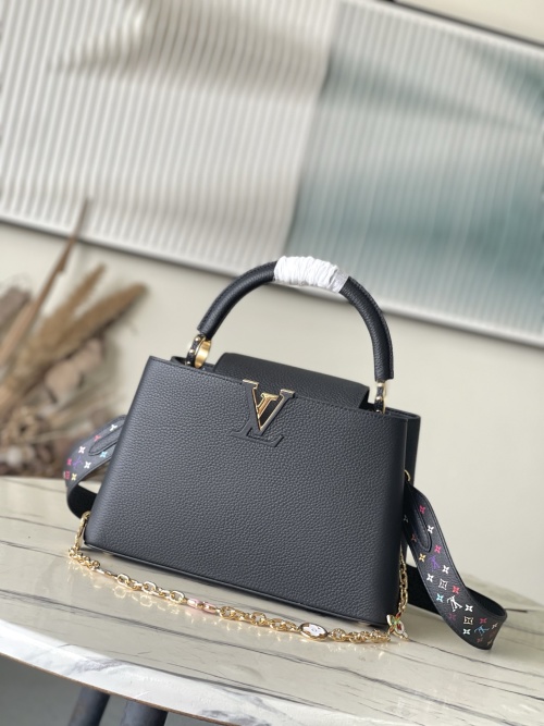 Louis Vuitton Capucines MM Black Leather Satchel Handbag 1 Louis Vuitton Capucines MM Black Leather Satchel Handbag