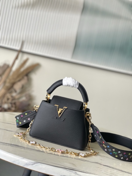 Louis Vuitton Capucines Mini Black Multicolor Monogram Flower Chain Bag 1 Louis Vuitton Capucines Mini Black Multicolor Monogram Flower Chain Bag