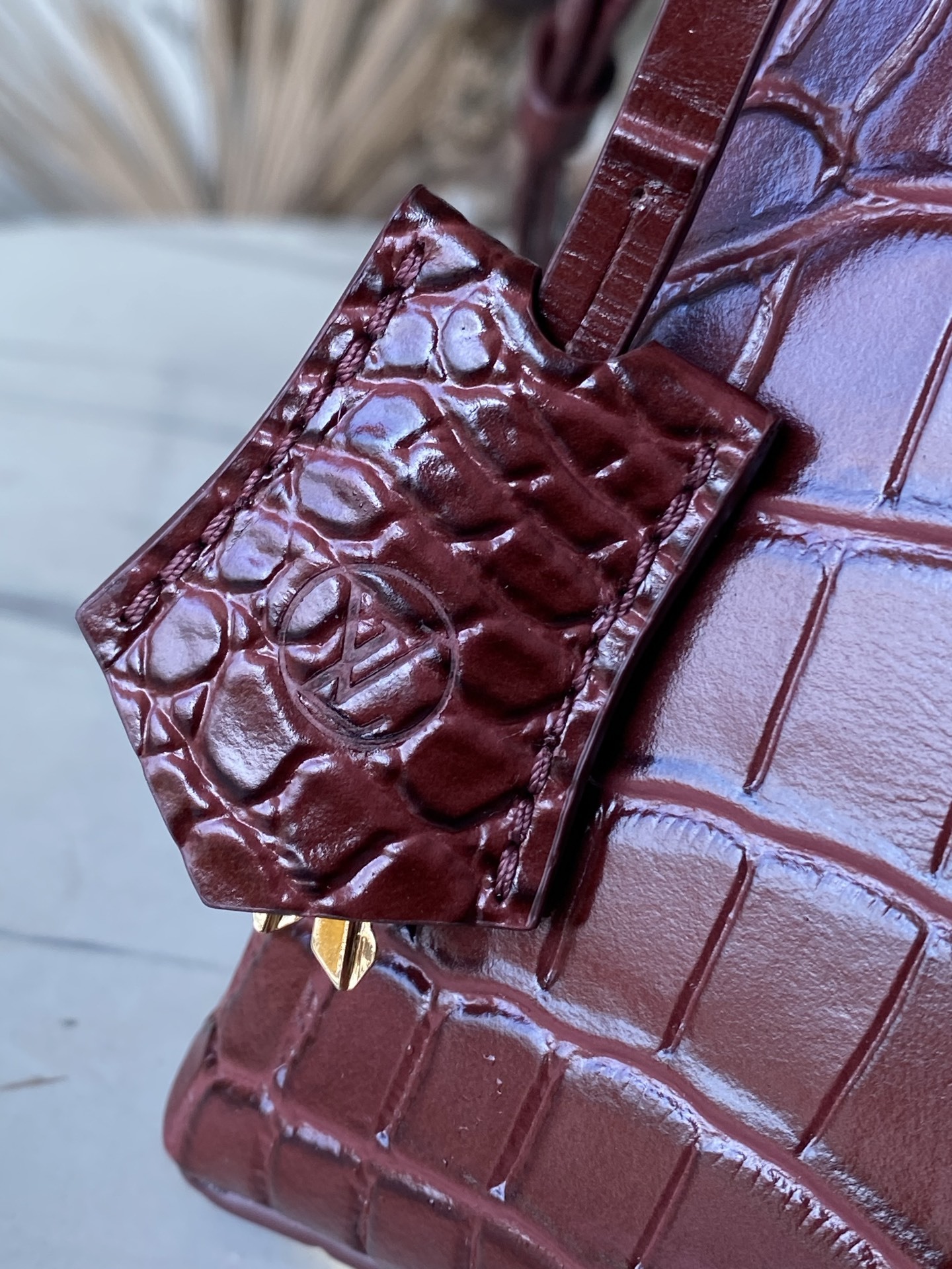 特级原厂皮 N98928 鳄鱼枣红中号 Rose des Vents 中号手袋取材光滑与粒面小牛皮勾勒雅