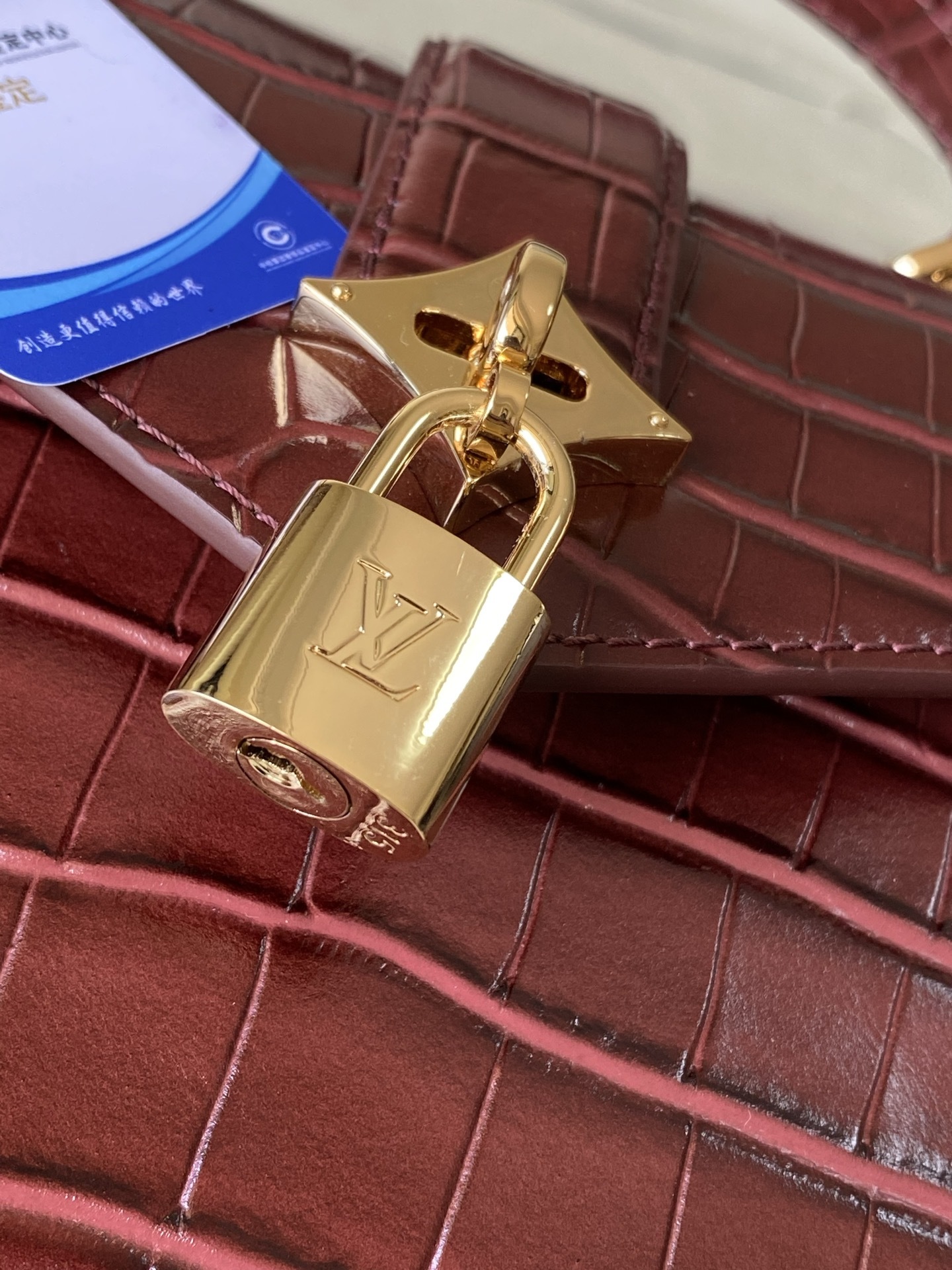 特级原厂皮 N98928 鳄鱼枣红小号 Rose des Vents 小号手袋取材光滑与粒面小牛皮勾勒雅