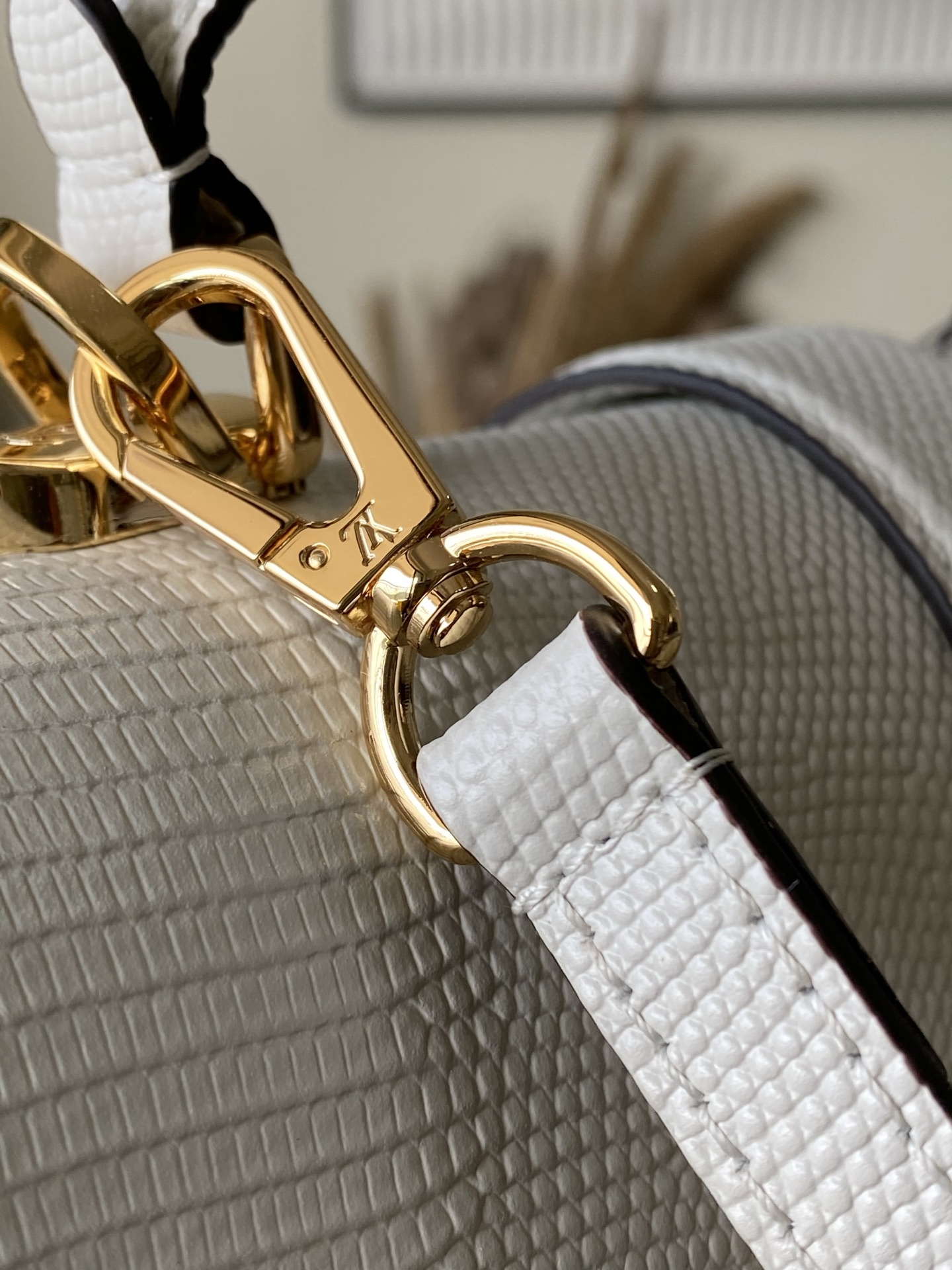 特级原厂皮 N80233 蜥蜴纹白中号 Rose des Vents 中号手袋取材光滑与粒面小牛皮勾勒雅