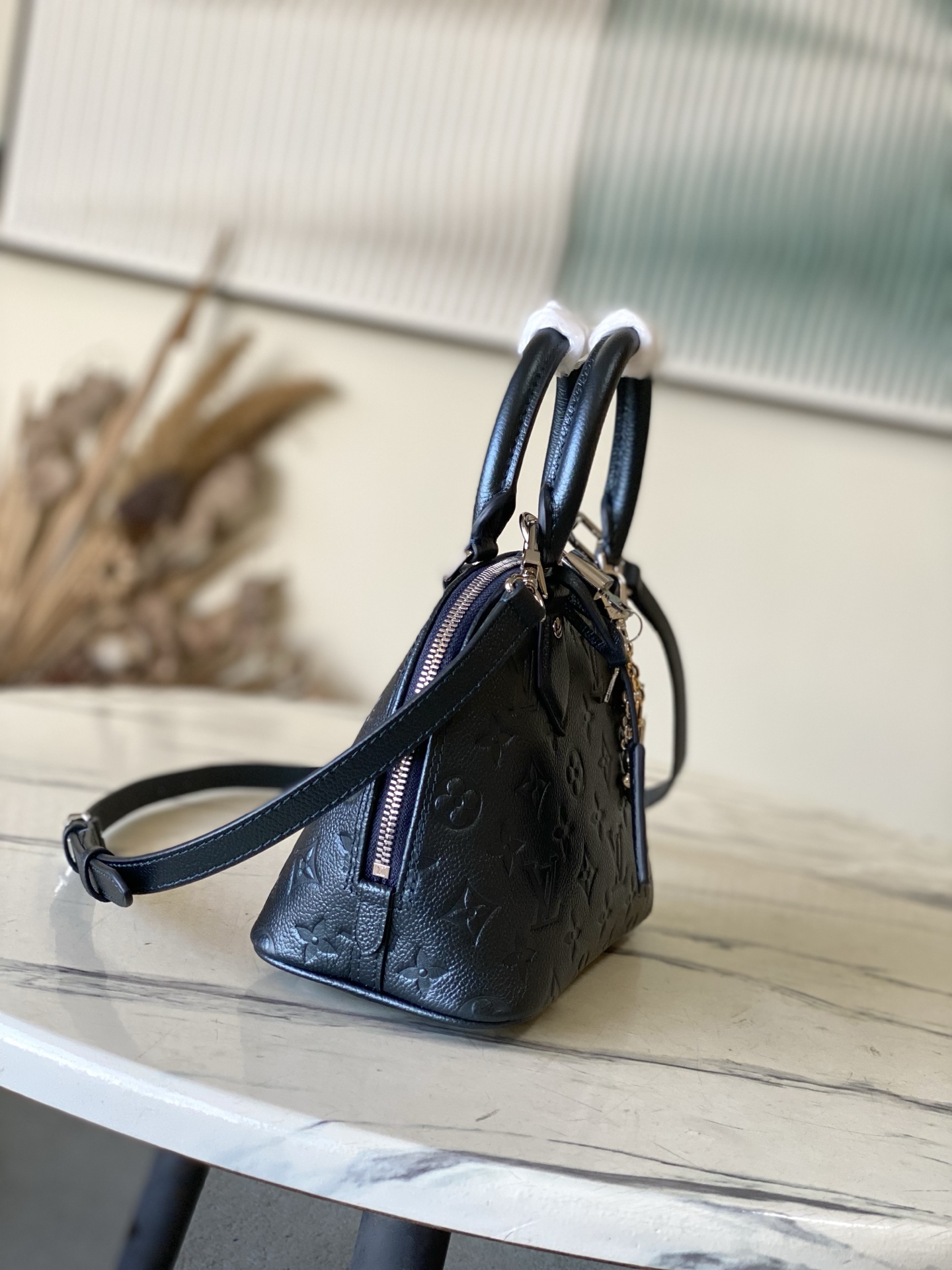 LV Style Blue Leather Top Handle Bag Lookbook Reference image 2