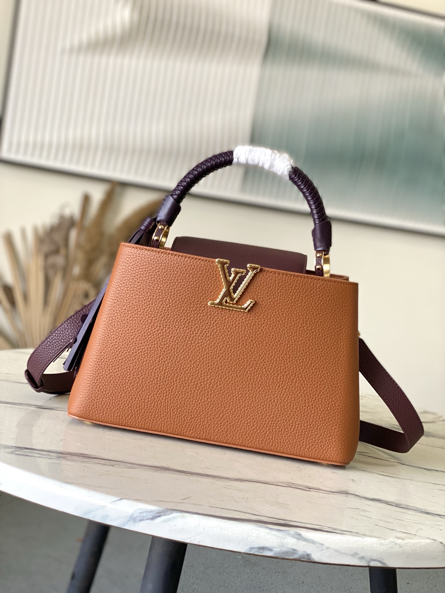 LV Style Brown Leather Top Handle Bag Lookbook Reference image 1