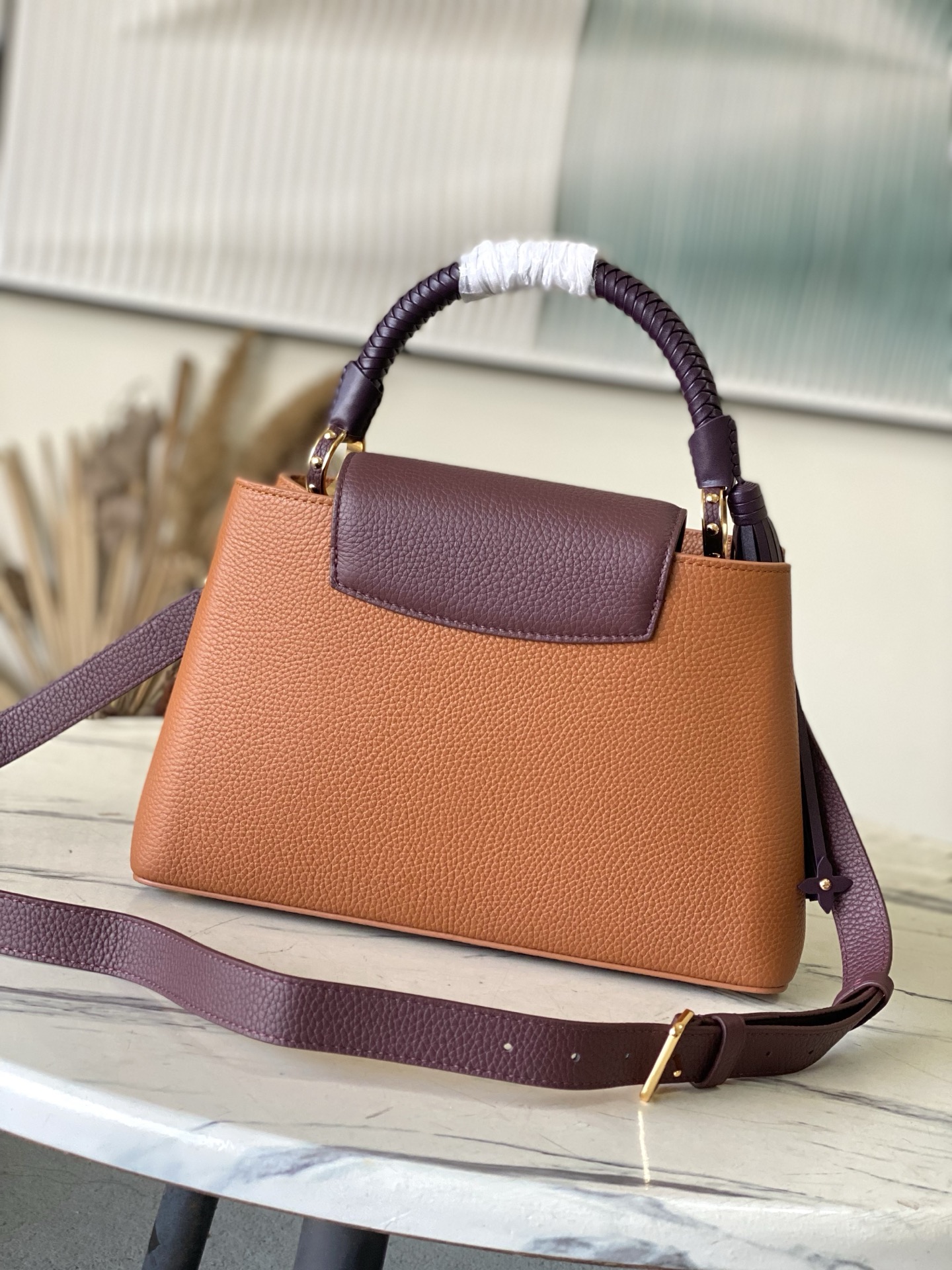 LV Style Brown Leather Top Handle Bag Bags Top Handle Bag detail image 3 from source 760007