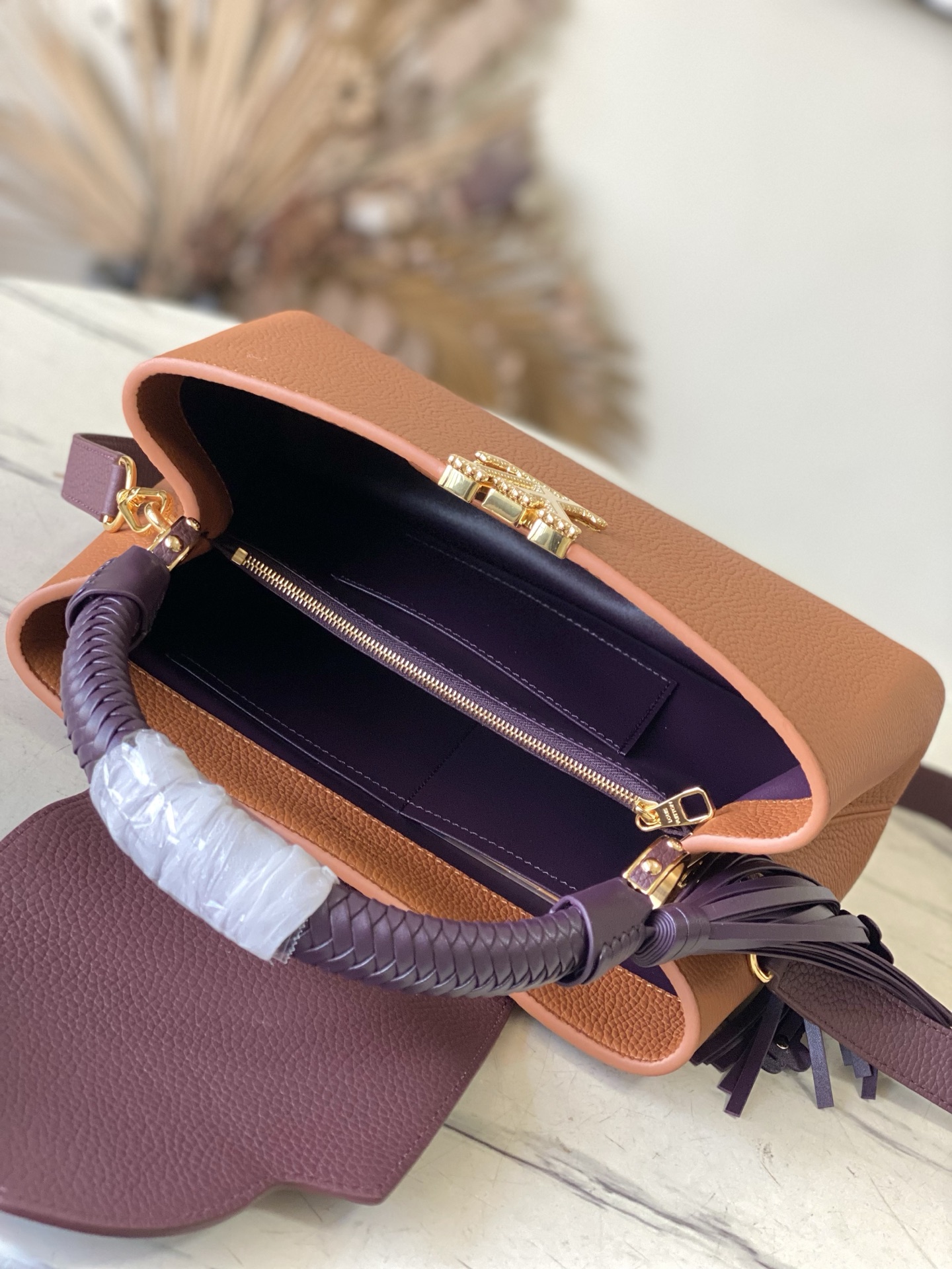LV Style Brown Leather Top Handle Bag Bags Top Handle Bag detail image 8 from source 760007
