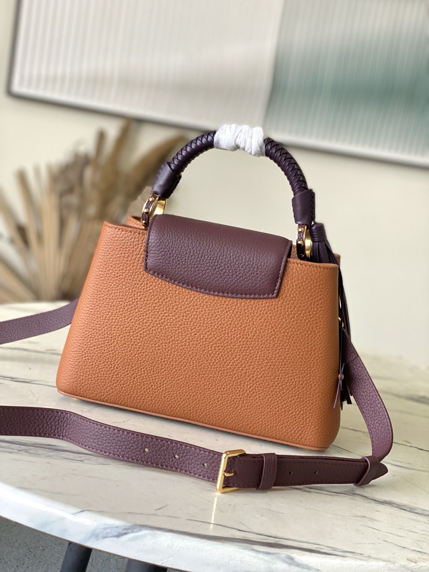 LV Style Brown Leather Top Handle Bag Bags Top Handle Bag detail image 3 from source 760008