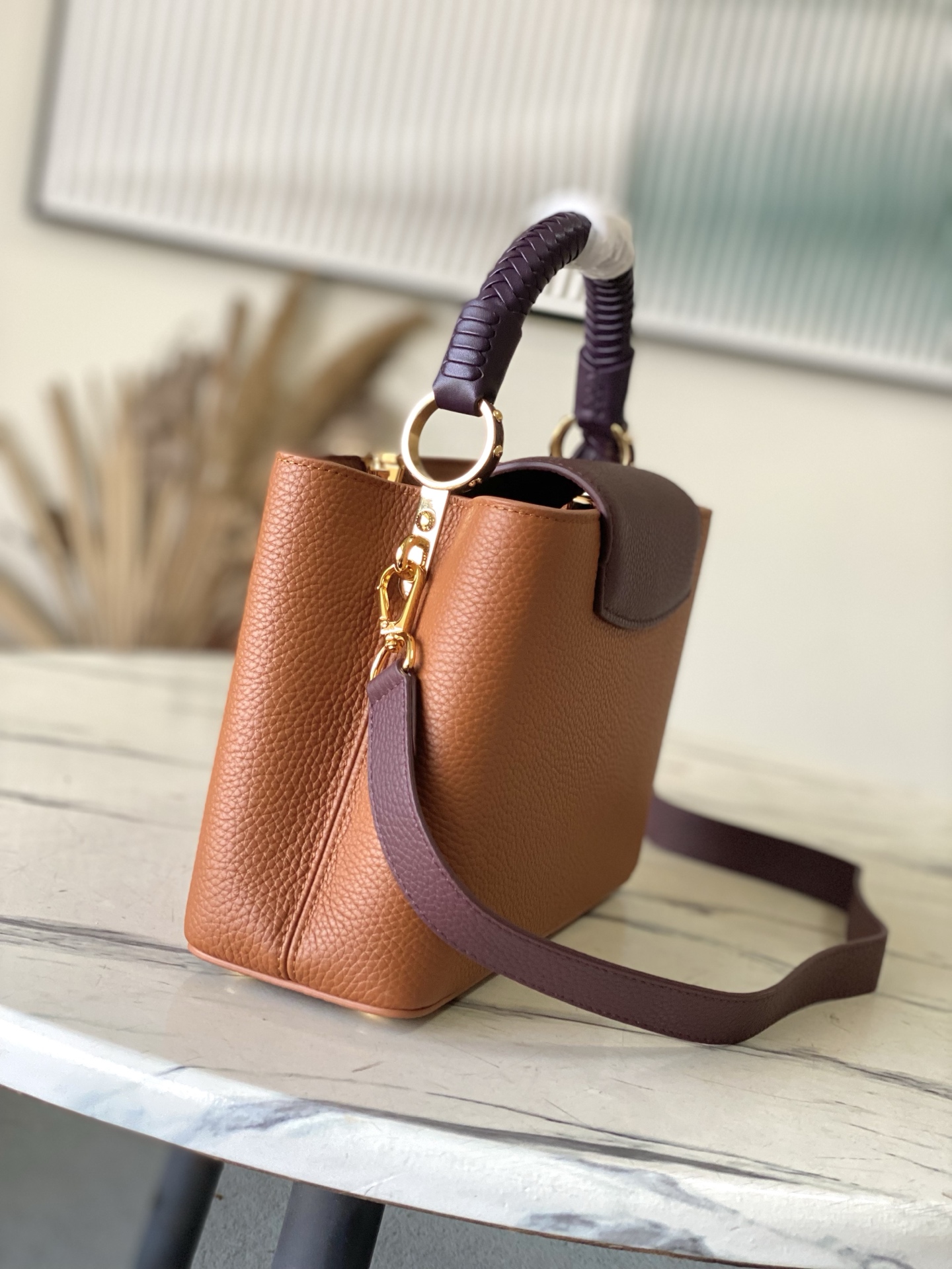 LV Style Brown Leather Top Handle Bag Lookbook Reference image 2