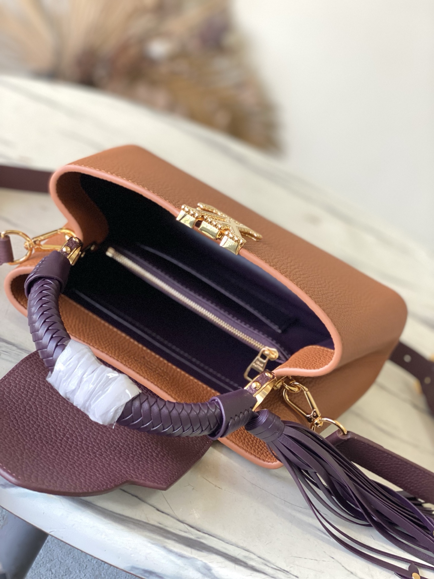 LV Style Brown Leather Top Handle Bag Bags Top Handle Bag detail image 8 from source 760008