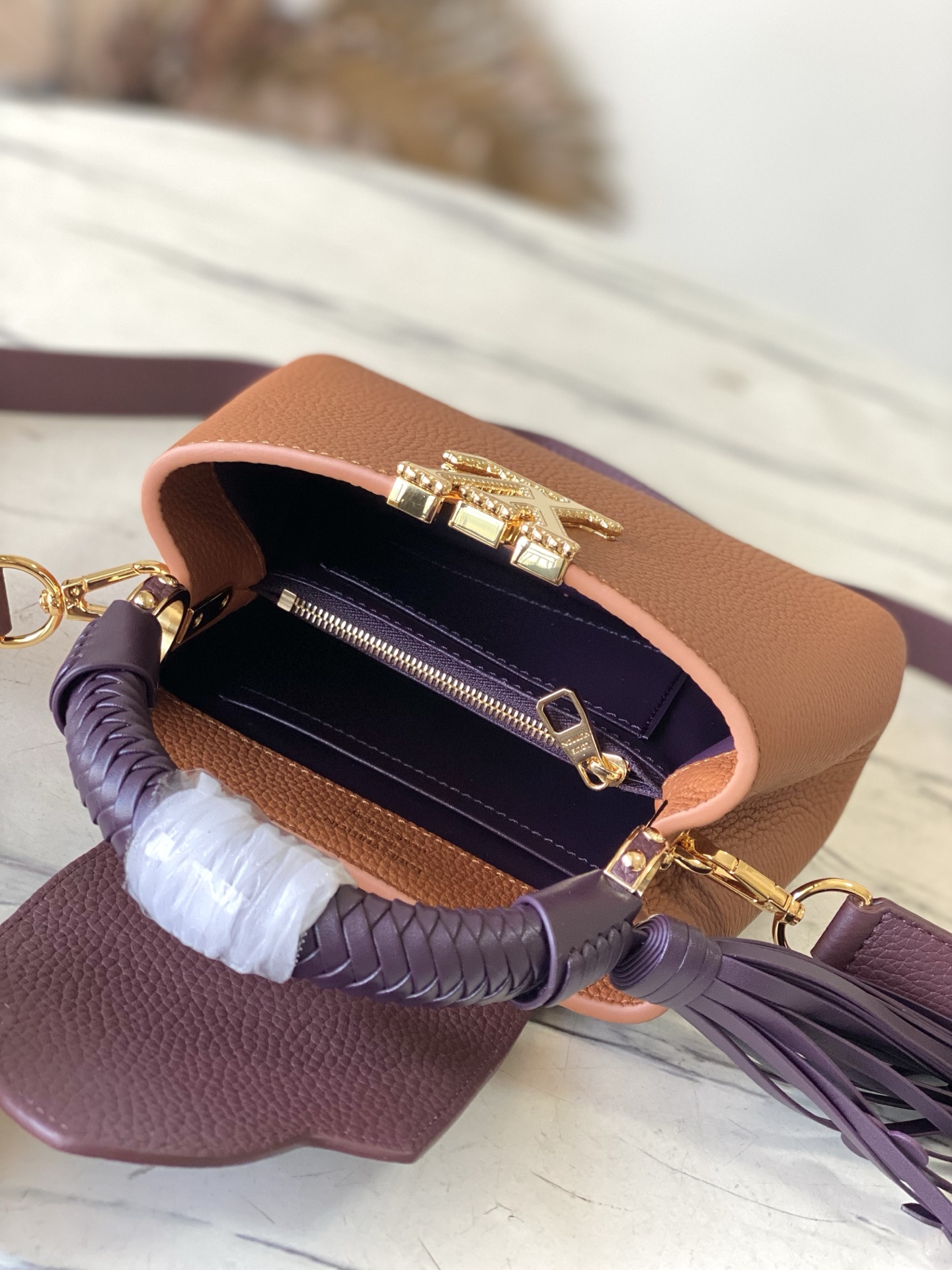 LV Style Brown Leather Top Handle Bag Bags Top Handle Bag detail image 7 from source 760009
