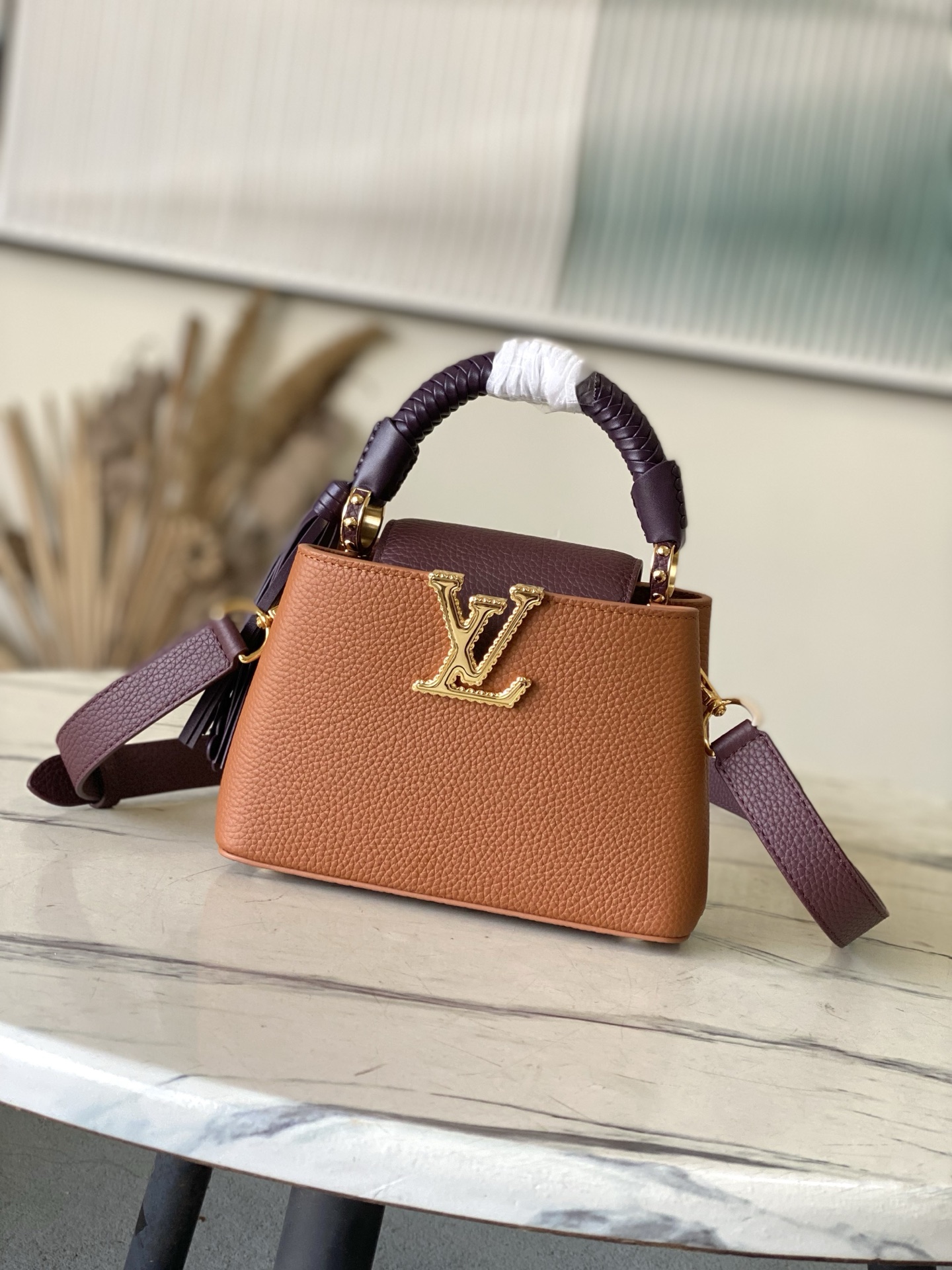 LV Style Brown Leather Top Handle Bag Lookbook Reference image 1
