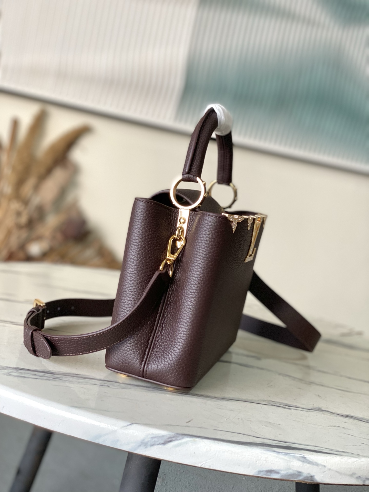 LV Style Brown Leather Top Handle Bag Bags Top Handle Bag detail image 2 from source 765169