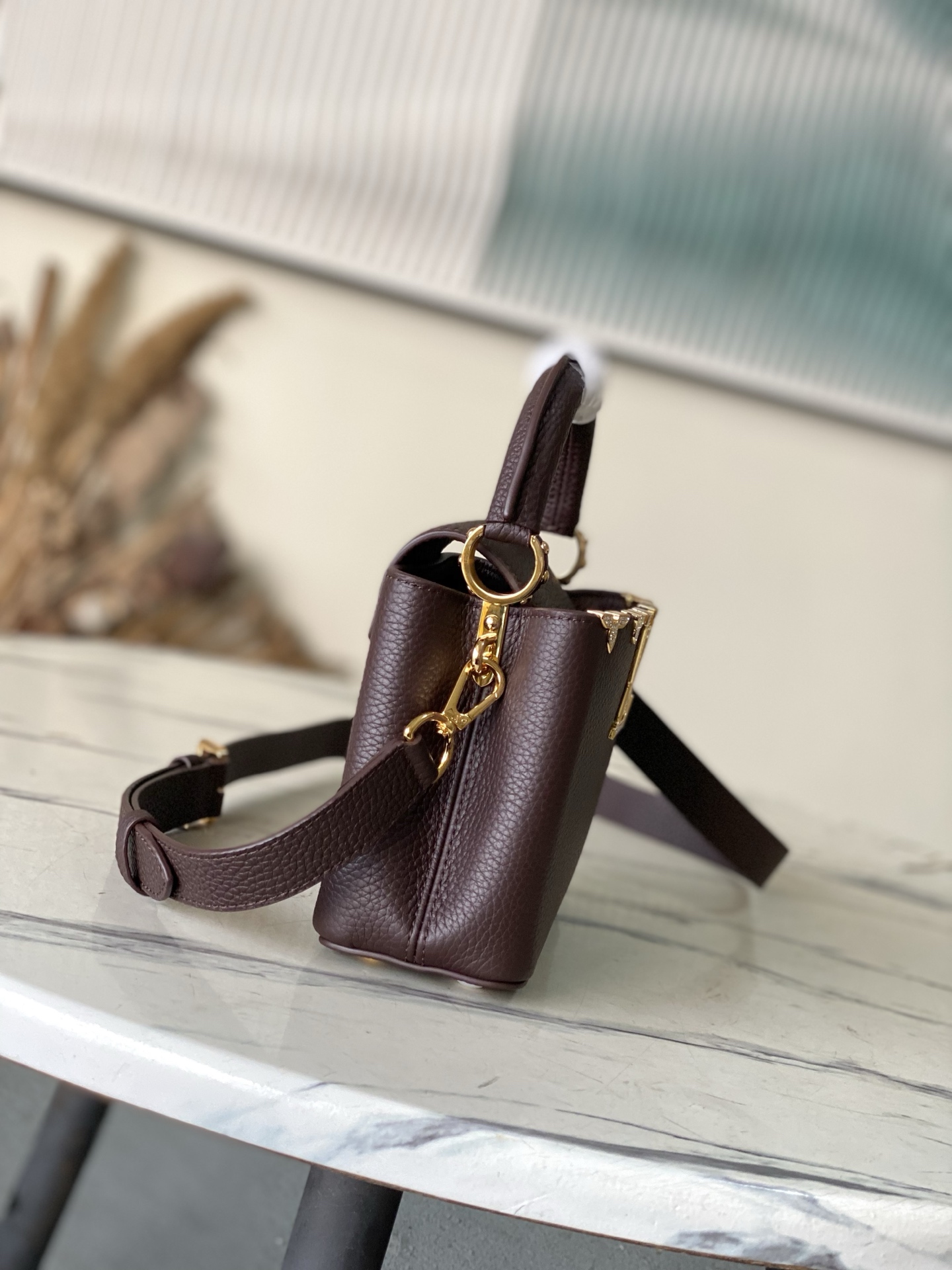 LV Style Brown Leather Top Handle Bag Bags Top Handle Bag detail image 2 from source 765170