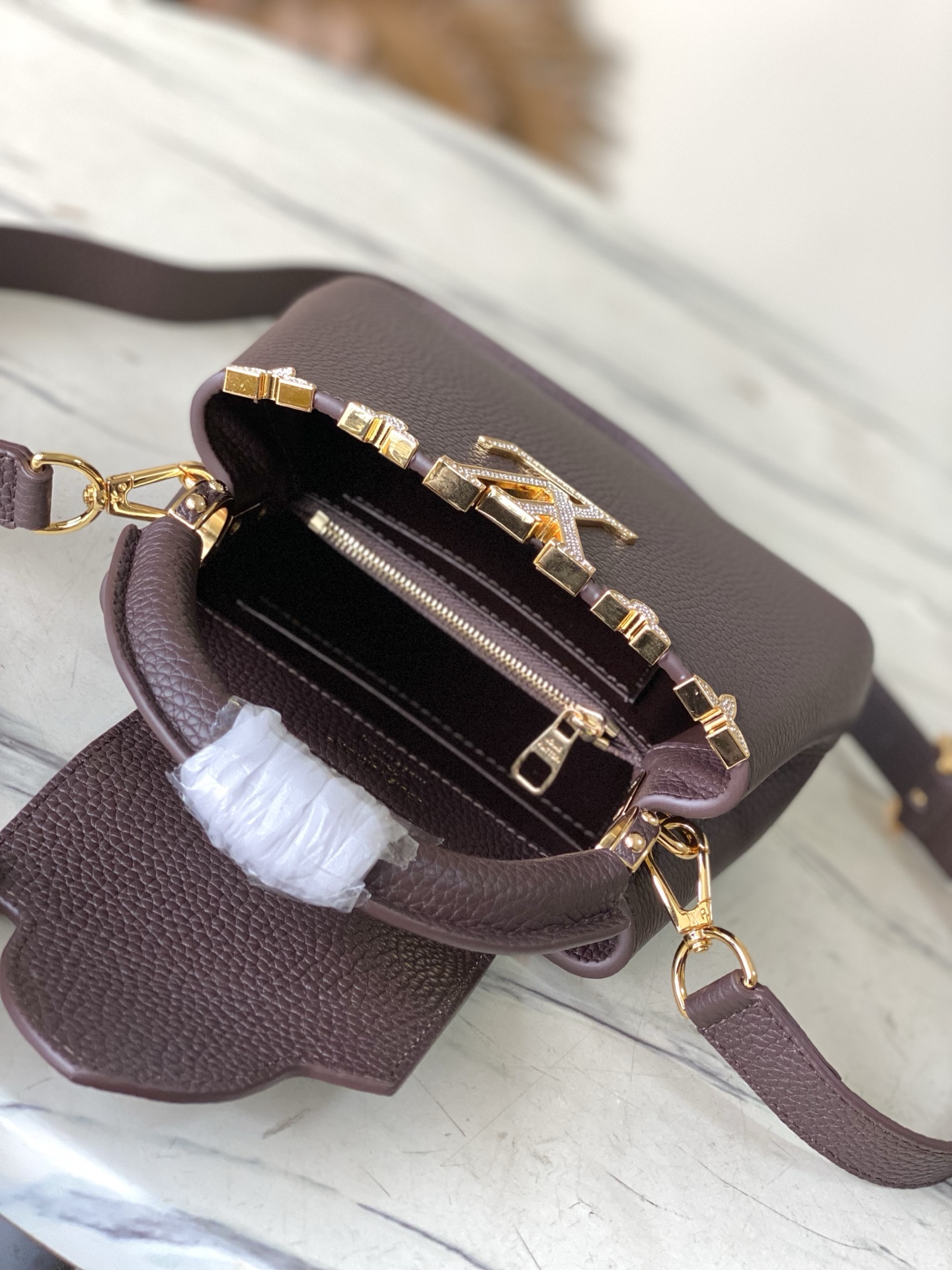 LV Style Brown Leather Top Handle Bag Bags Top Handle Bag detail image 8 from source 765170
