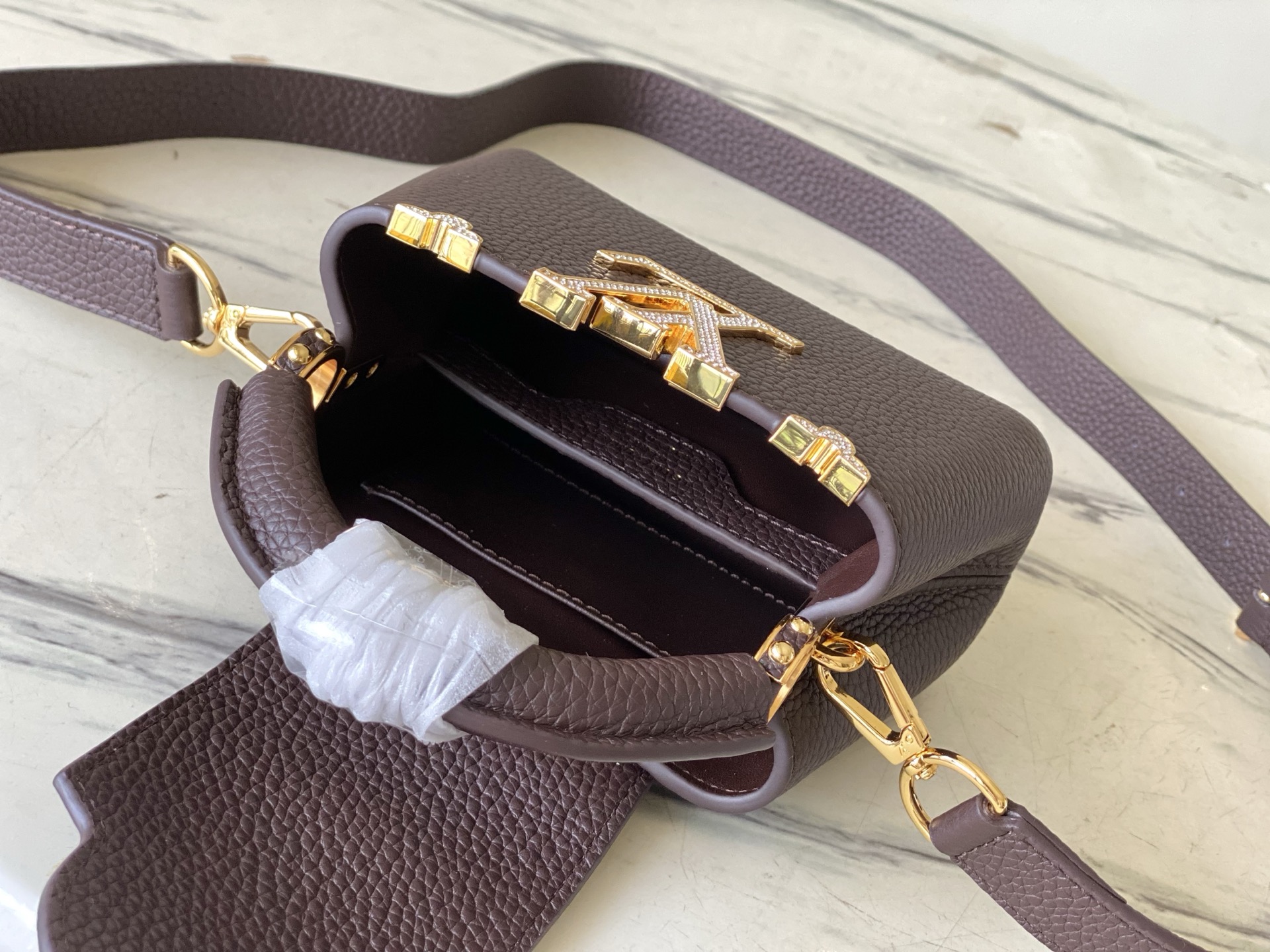 LV Style Brown Leather Top Handle Bag style reference detail image 5 from source 765171