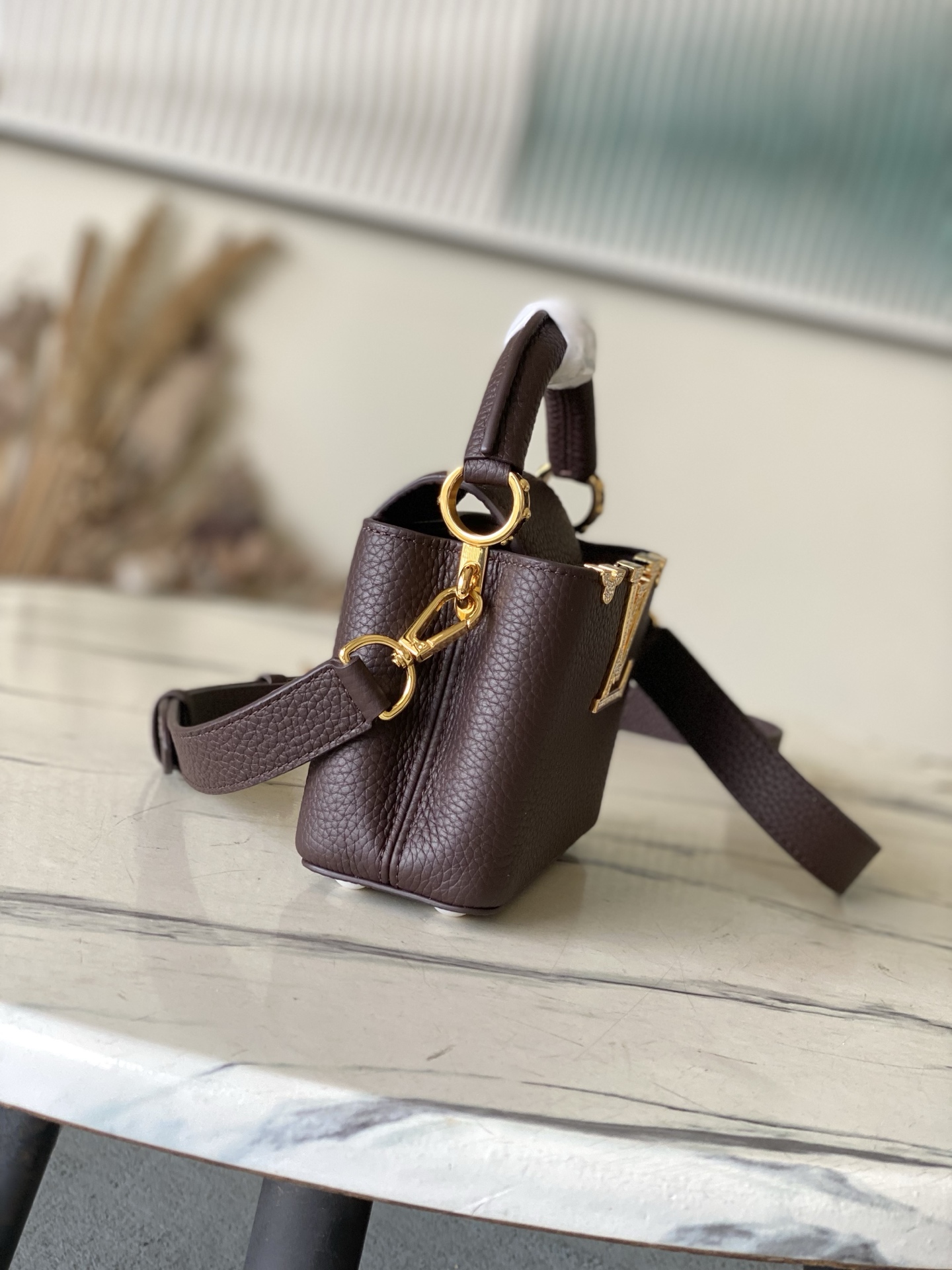LV Style Brown Leather Top Handle Bag style reference detail image 2 from source 765171