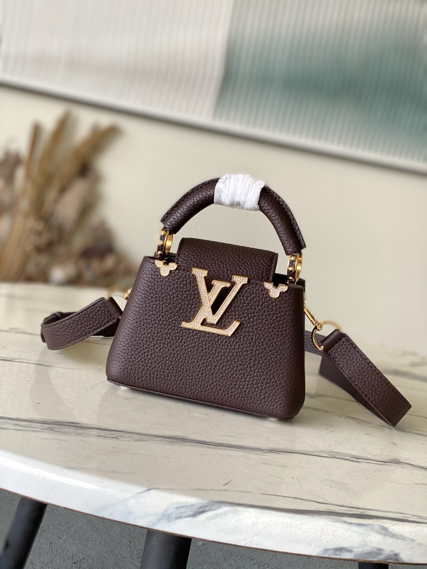 LV Style Brown Leather Top Handle Bag style reference detail image 1 from source 765171