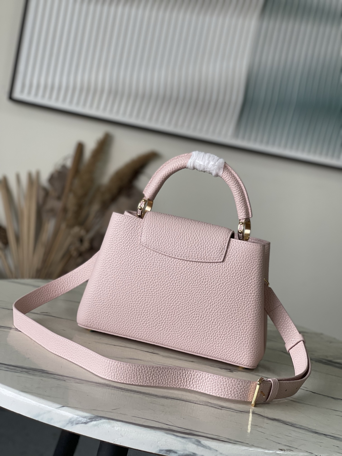 LV Style Pink Leather Top Handle Bag style reference detail image 3 from source 770216