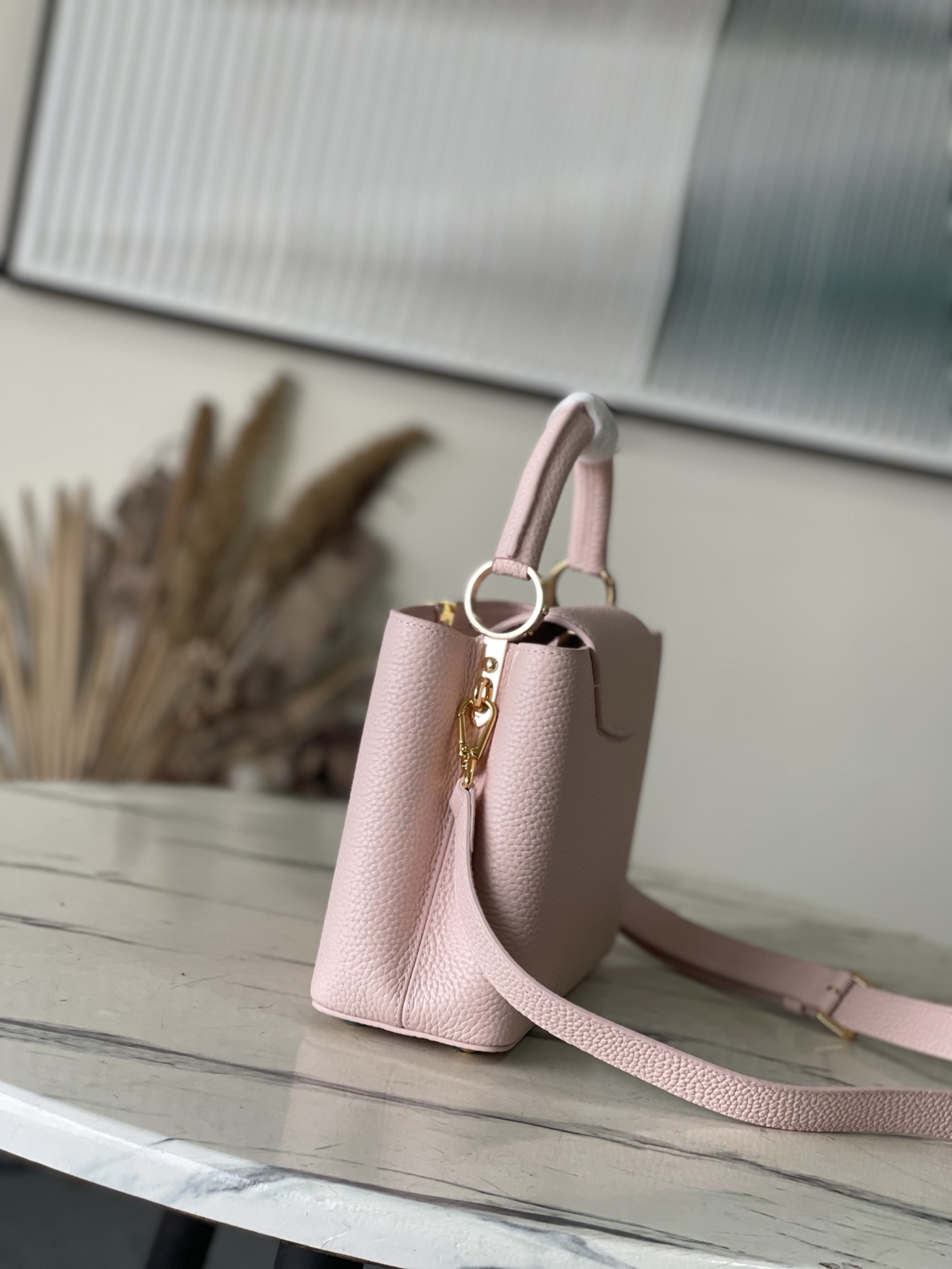 LV Style Pink Leather Top Handle Bag style reference detail image 2 from source 770216