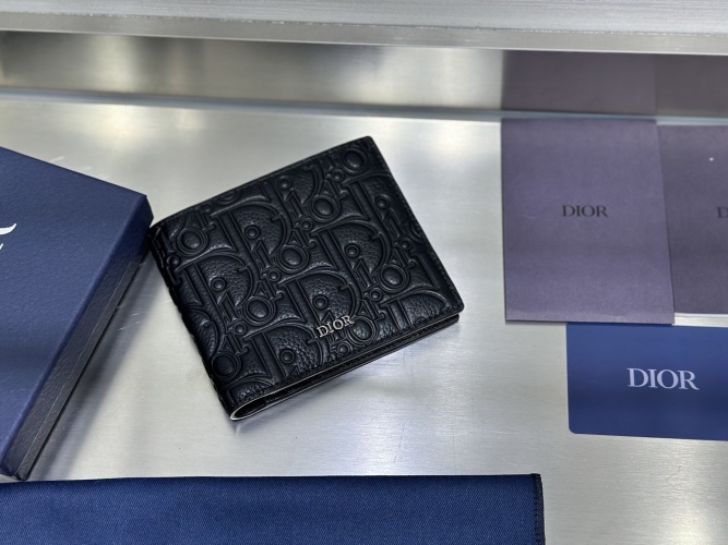 Dior Black Grained Calfskin Bifold Wallet with CD Icon - Compact & Elegant 1 Dior Black Grained Calfskin Bifold Wallet with CD Icon - Compact & Elegant