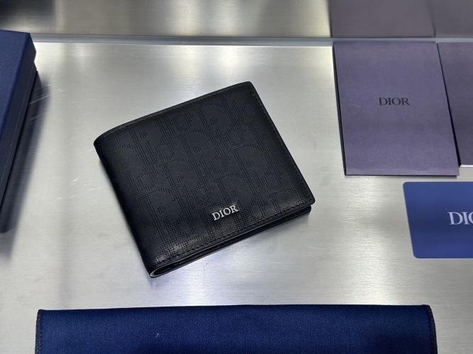 Dior Black Grained Calfskin Bifold Wallet with CD Icon 1 Dior Black Grained Calfskin Bifold Wallet with CD Icon