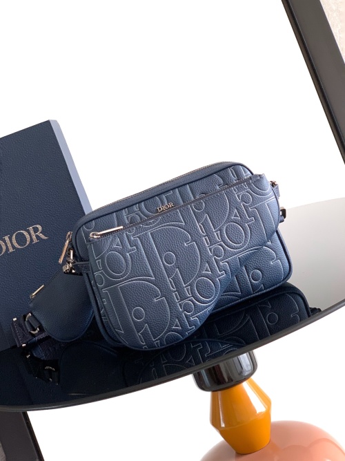 Dior Gravity Outline Leather Saddle 3-in-1 Pouch with Dior Logo - Navy Blue 1 Dior Gravity Outline Leather Saddle 3-in-1 Pouch with Dior Logo - Navy Blue