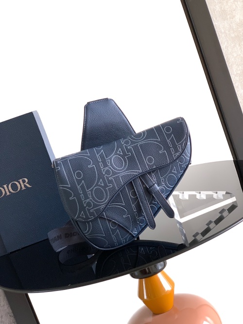 Dior Gravity Outline Leather Saddle Bag, Navy Blue with 3D Dior Oblique Motif 1 Dior Gravity Outline Leather Saddle Bag, Navy Blue with 3D Dior Oblique Motif