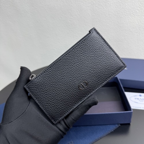 Dior Gravity Black Leather Zip Cardholder with Ring