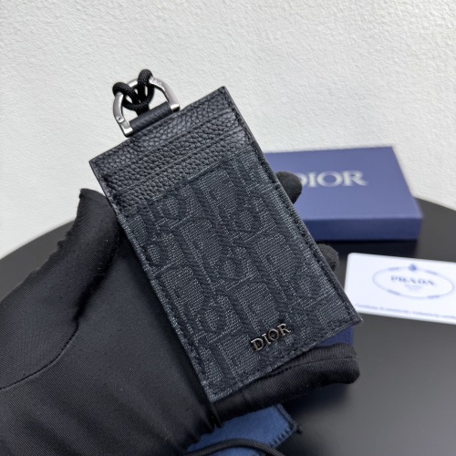 Dior Oblique Card Holder with Lanyard, Black Grain Leather
