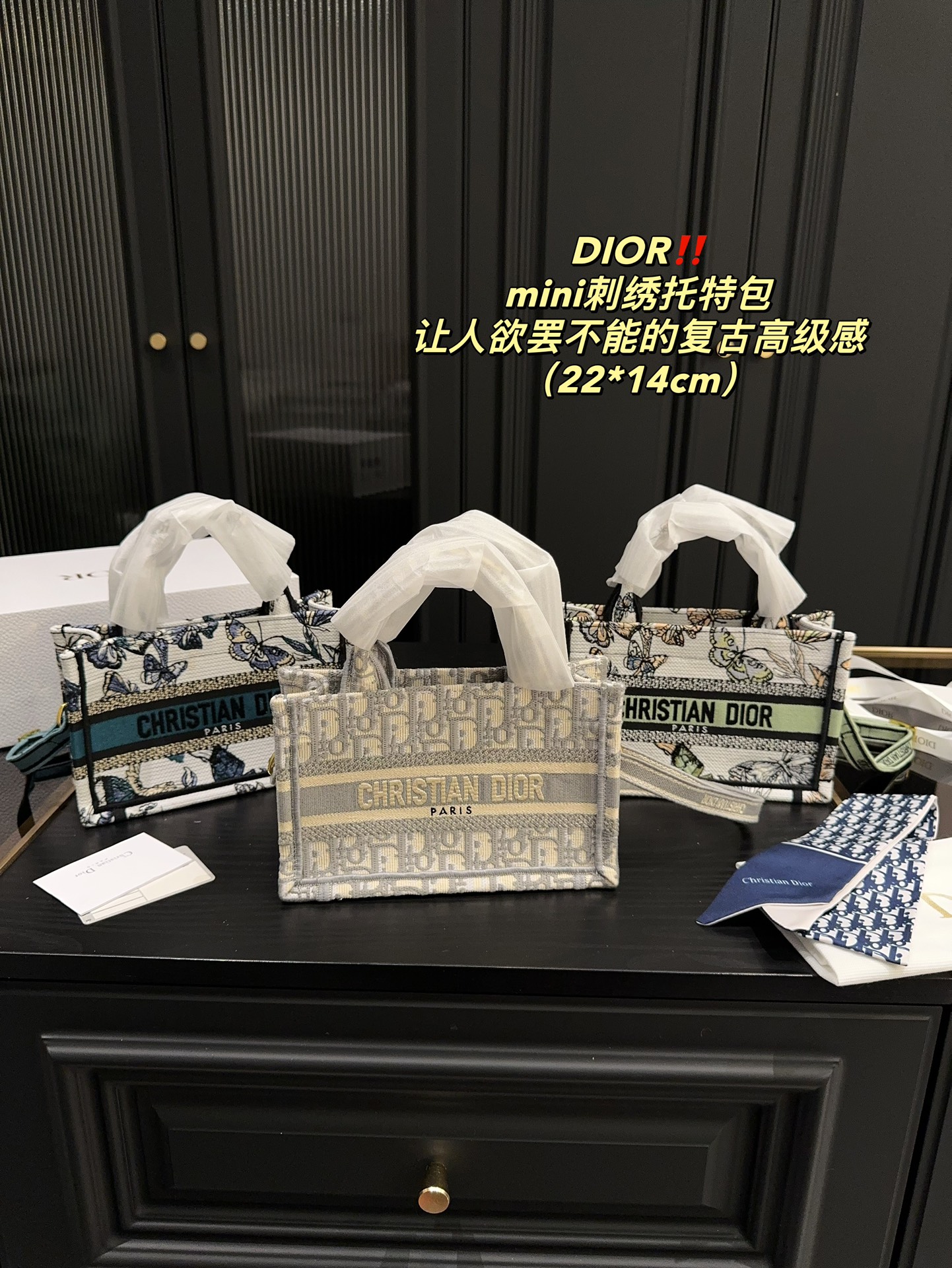 mirror quality
 Dior Tote Bags Embroidery Vintage Mini