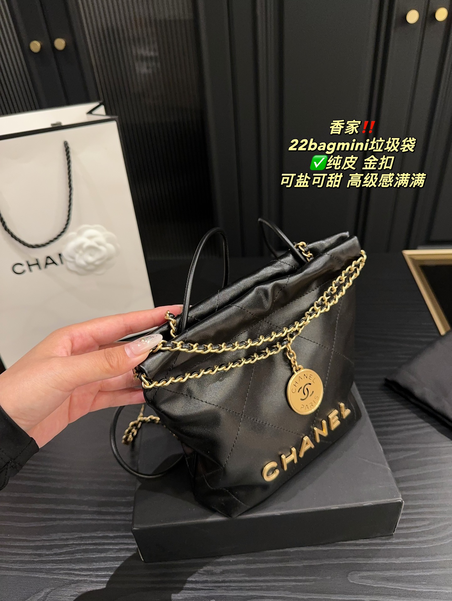 Chanel 22 Bag Black mini shoulder everyday