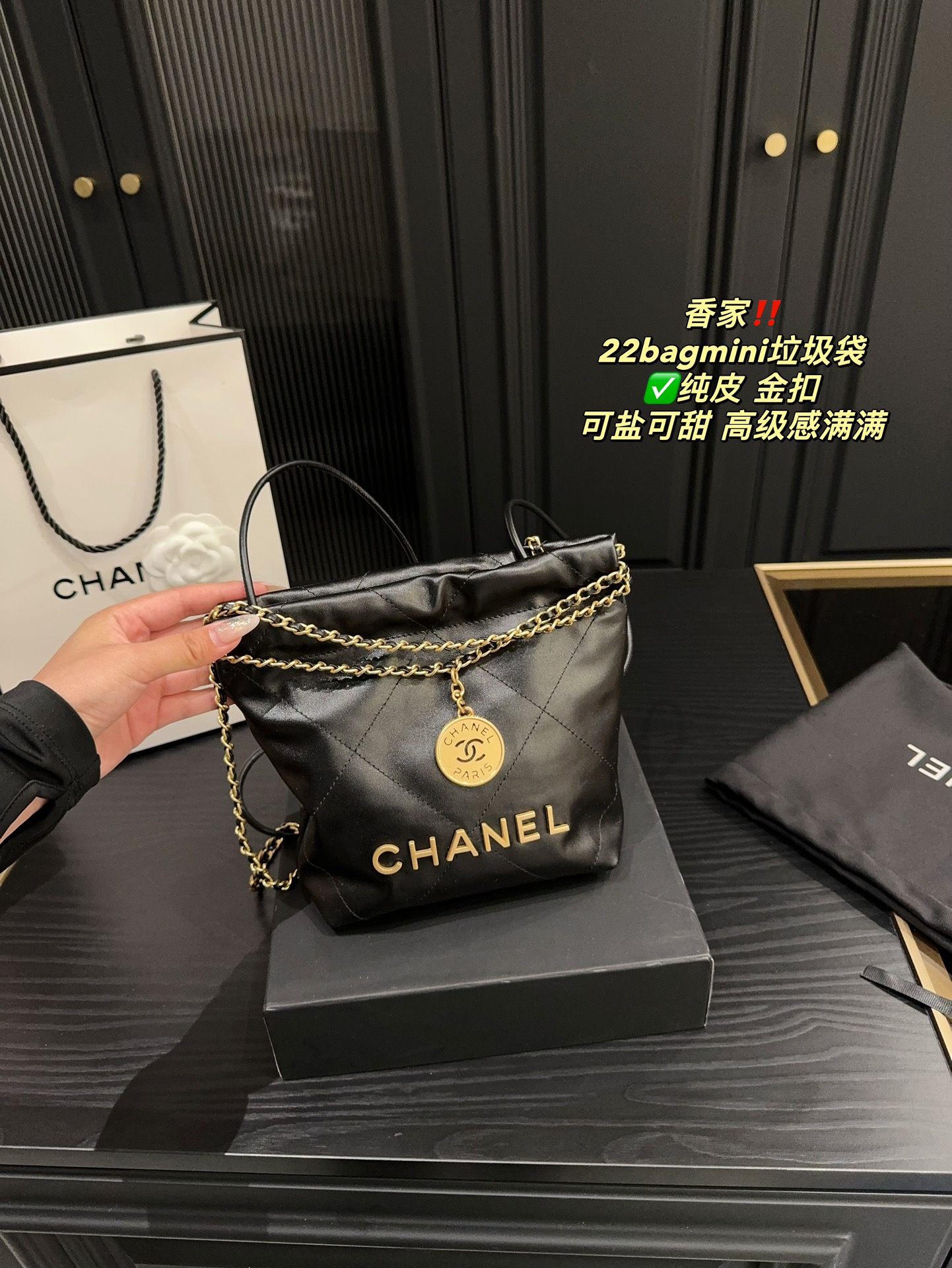 Chanel 22 Bag Black mini shoulder everyday