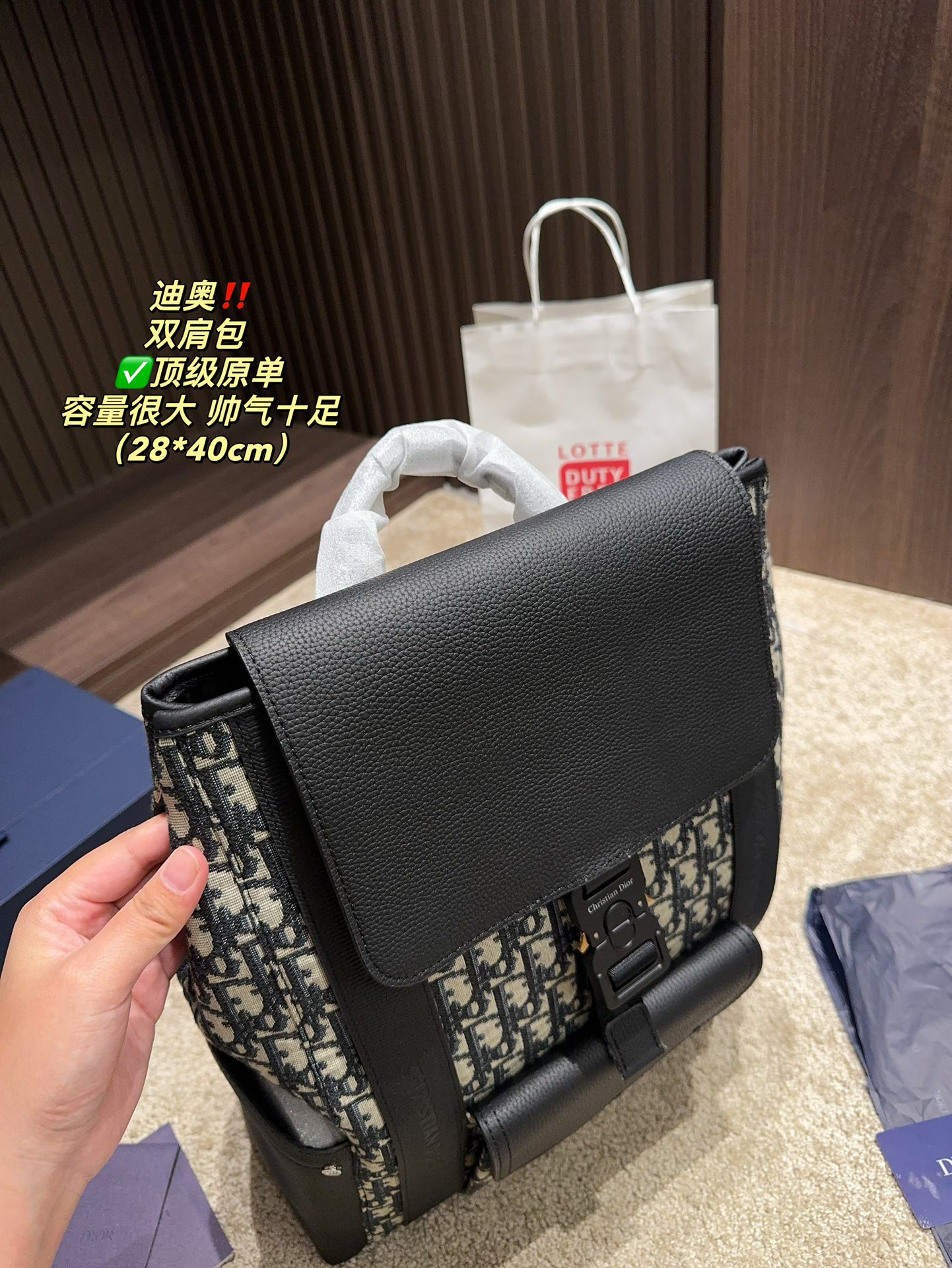 Dior Oblique navy and black 28x40cm everyday