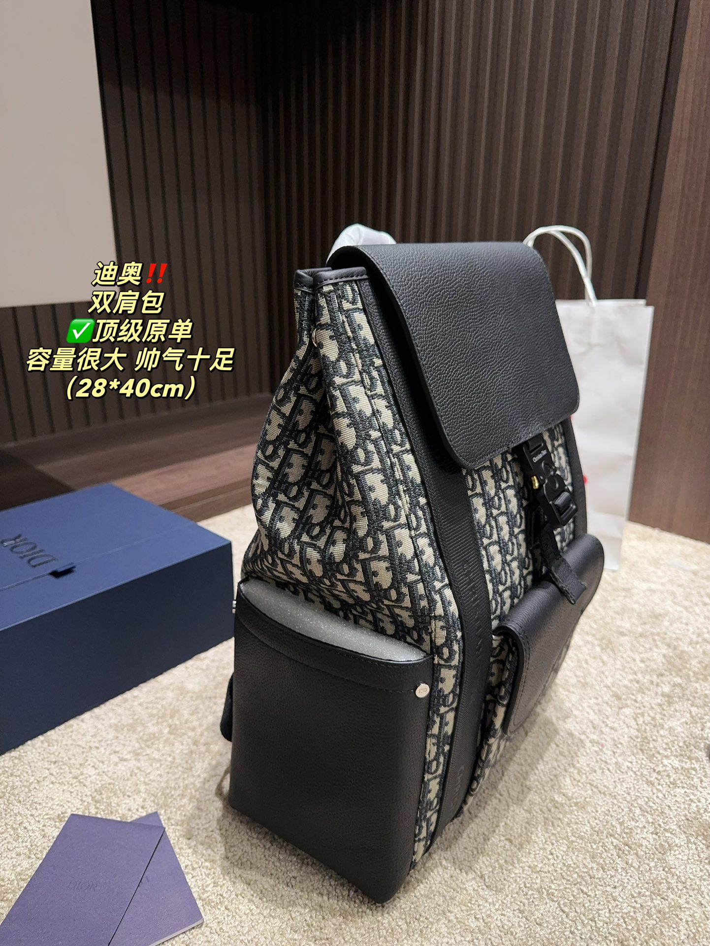 Dior Oblique navy and black 28x40cm everyday