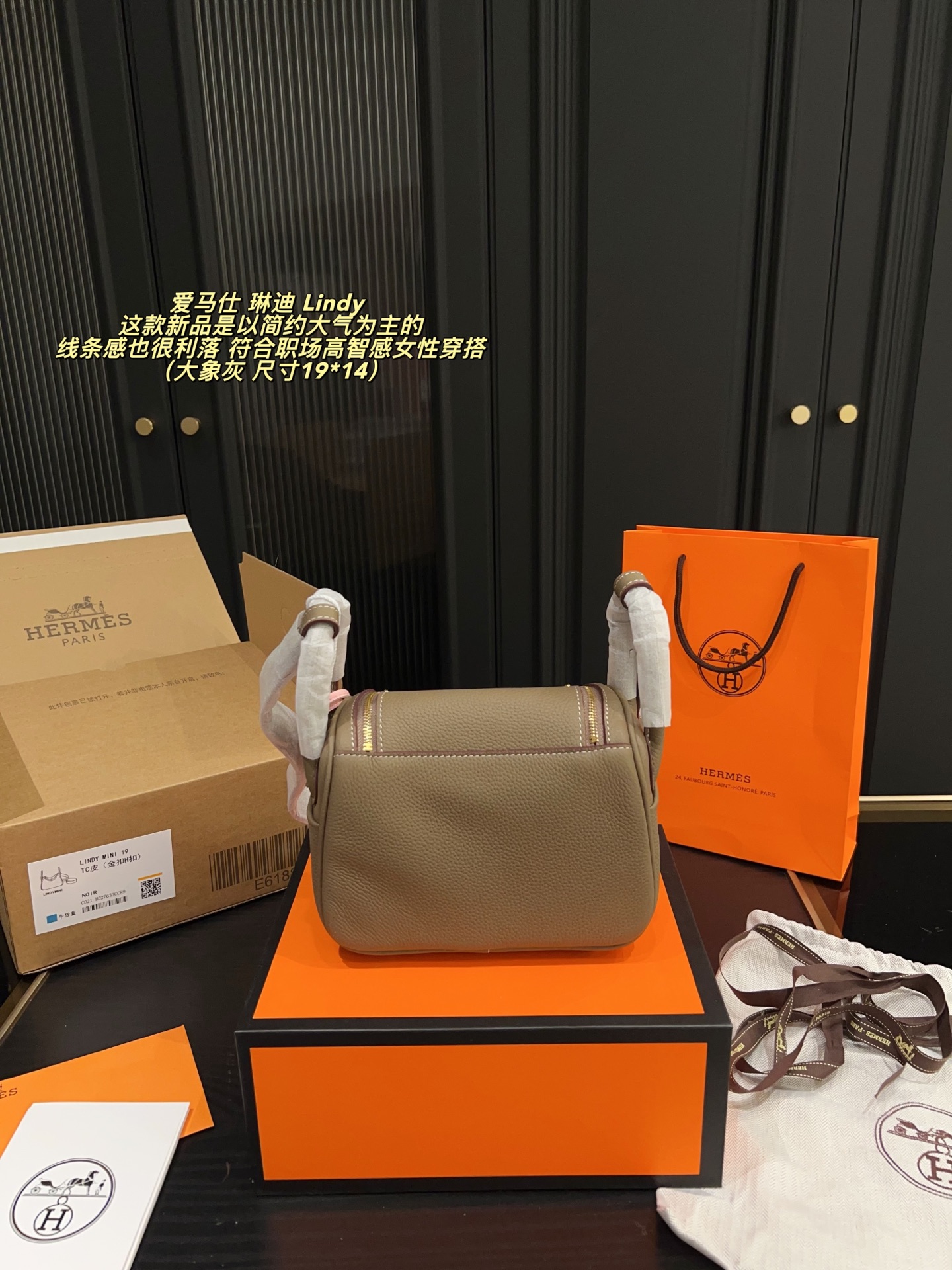 Bolso Hermes Lindy Mini P400 Gris Elefante 19 cm para Mujer 5 i1757919270165 8515 0 6