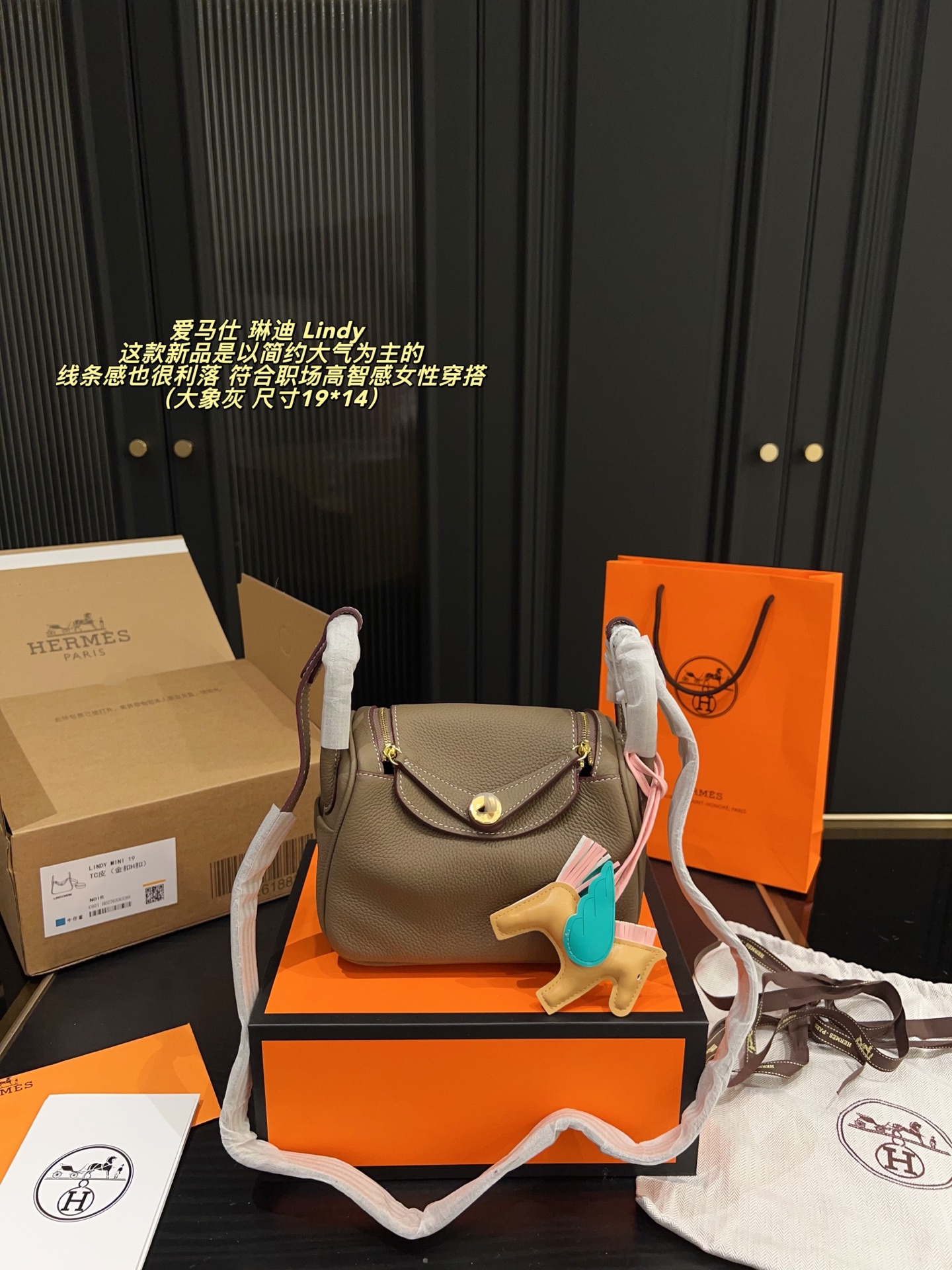 Bolso Hermes Lindy Mini P400 Gris Elefante 19 cm para Mujer 10 i1757919270207 2912 0 7