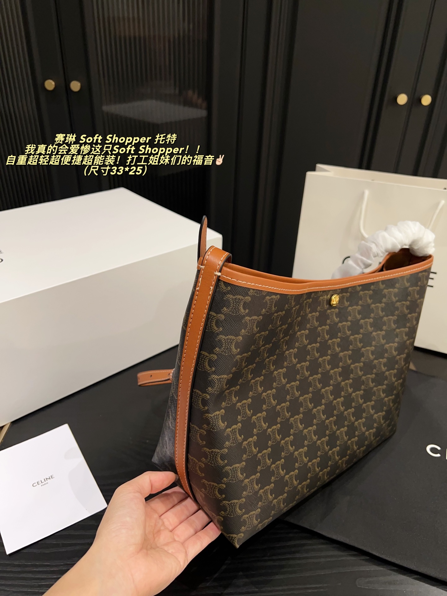 Celine Soft Shopper Bolso Tote en Lona Triomphe, 33 x 25 cm 5 i1757995039257 5133 0 8