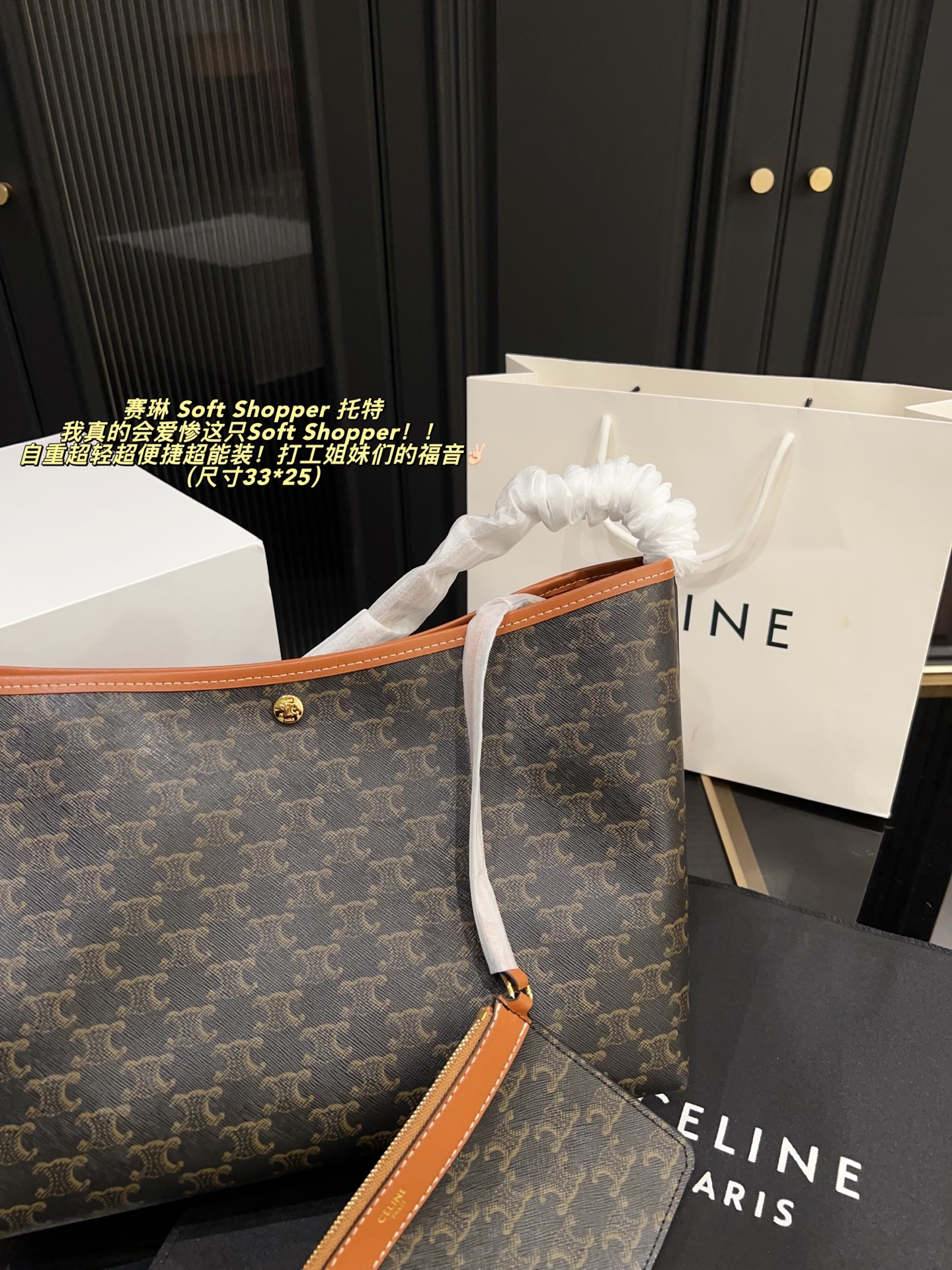 Celine Soft Shopper Bolso Tote en Lona Triomphe, 33 x 25 cm 6 i1757995039257 6710 0 3