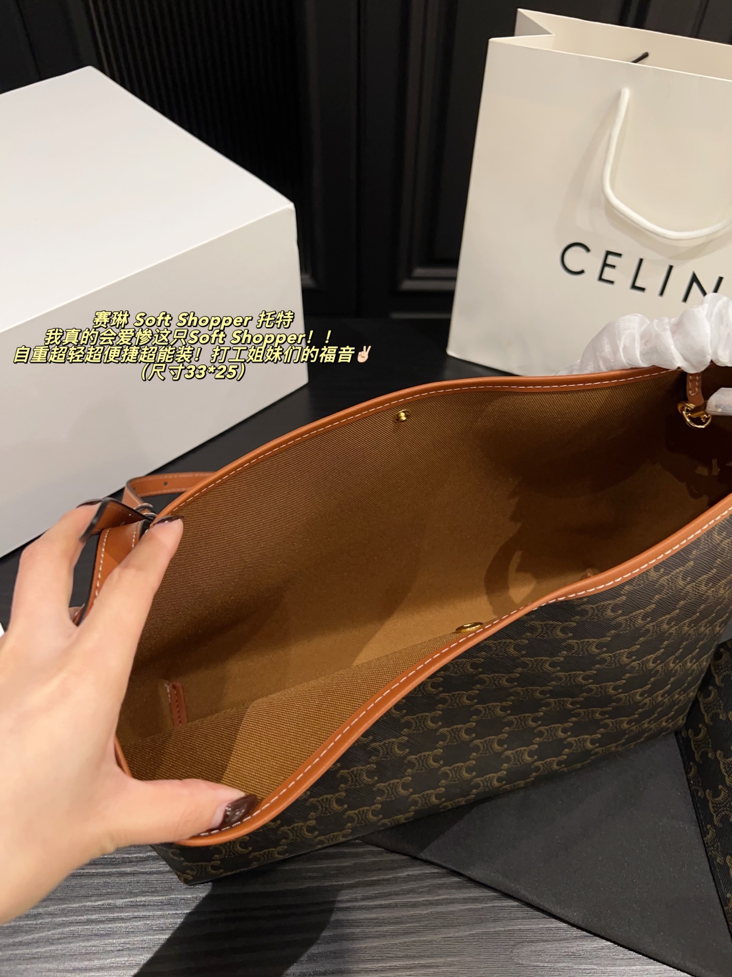 Celine Soft Shopper Bolso Tote en Lona Triomphe, 33 x 25 cm 10 i1757995039257 960 0 6